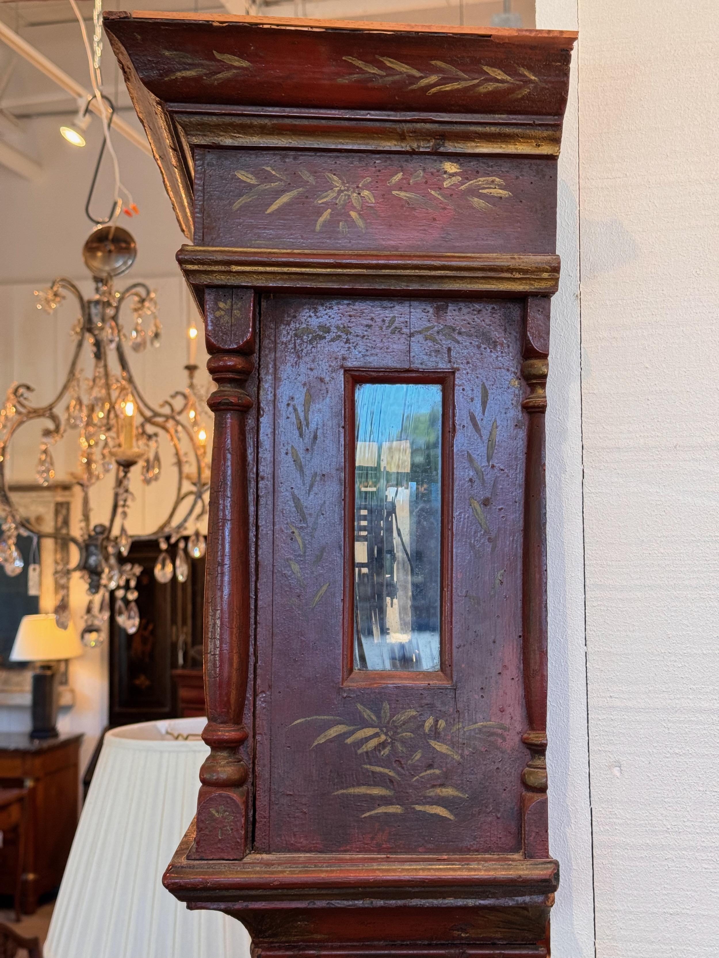 Rote Chinoiserie-Uhr aus dem 18. Jahrhundert George II im Angebot 10