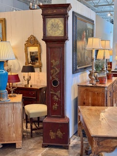 18th Century George II Red Chinoiserie Clock