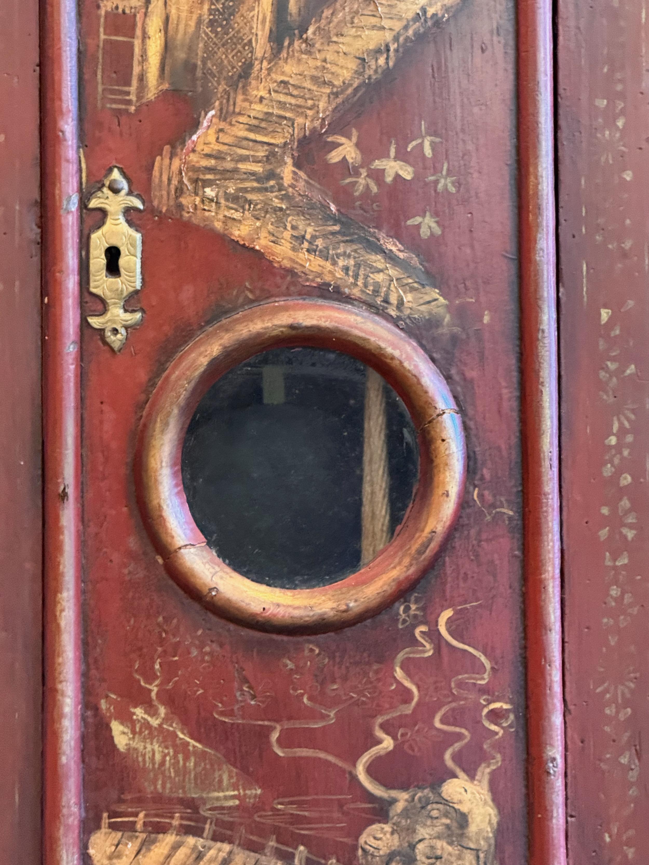 Rote Chinoiserie-Uhr aus dem 18. Jahrhundert George II im Angebot 1