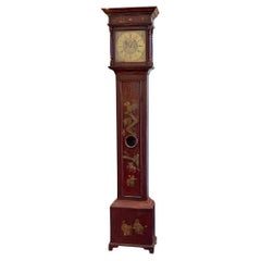 18th Century George II Red Chinoiserie Clock