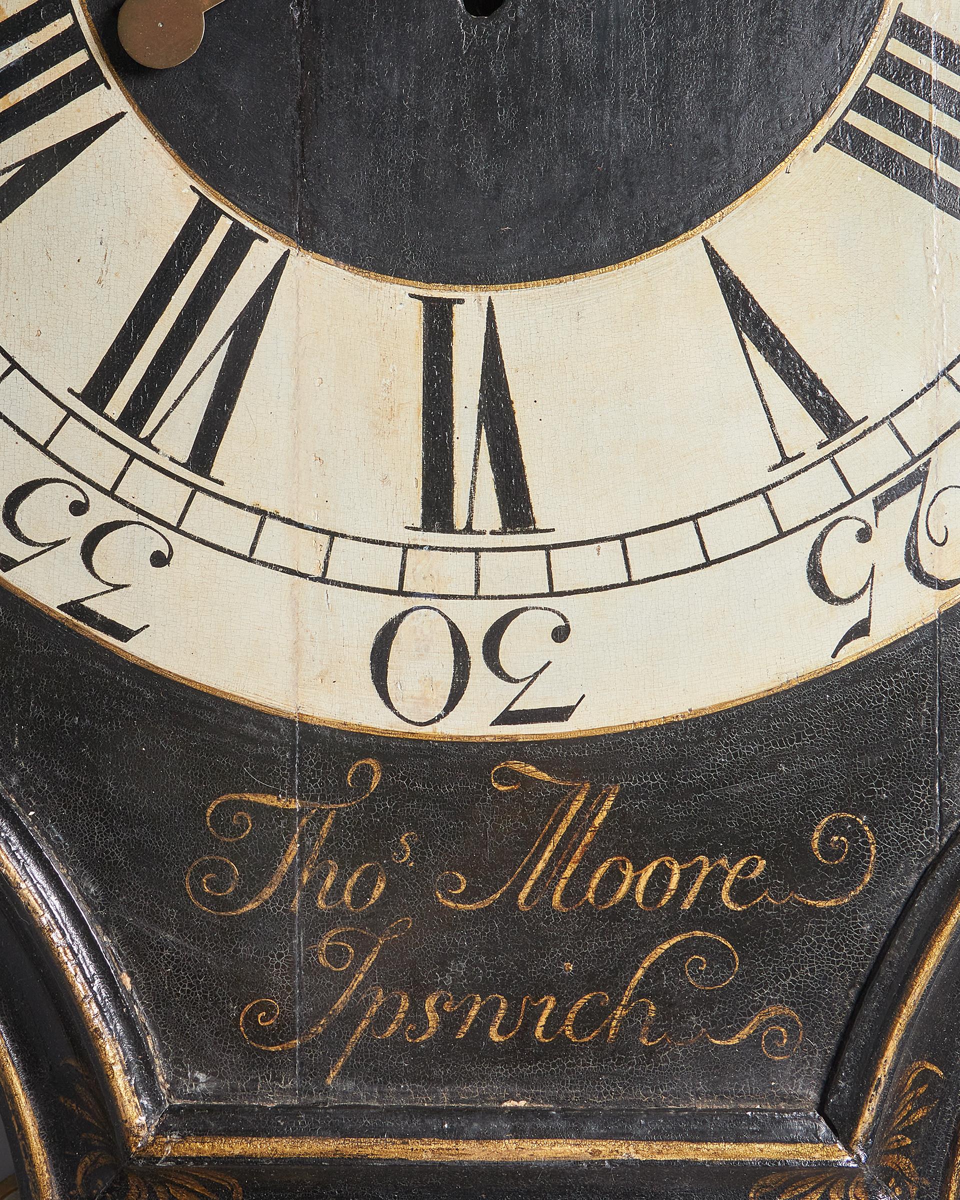 Tavern- oder Parliament-Uhr aus dem 18. Jahrhundert, George II., um 1740 (Eichenholz) im Angebot