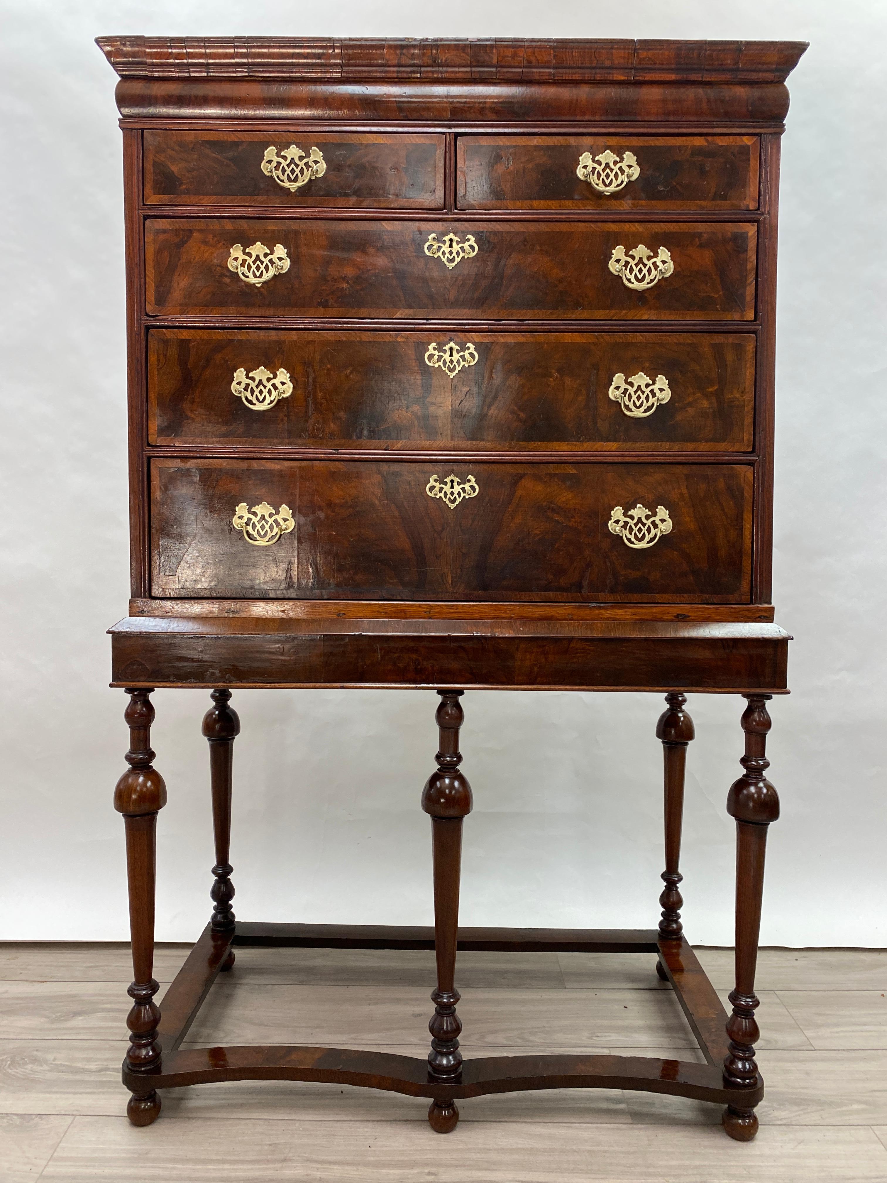 American 18th Century George II Walnut Chest on Stand 