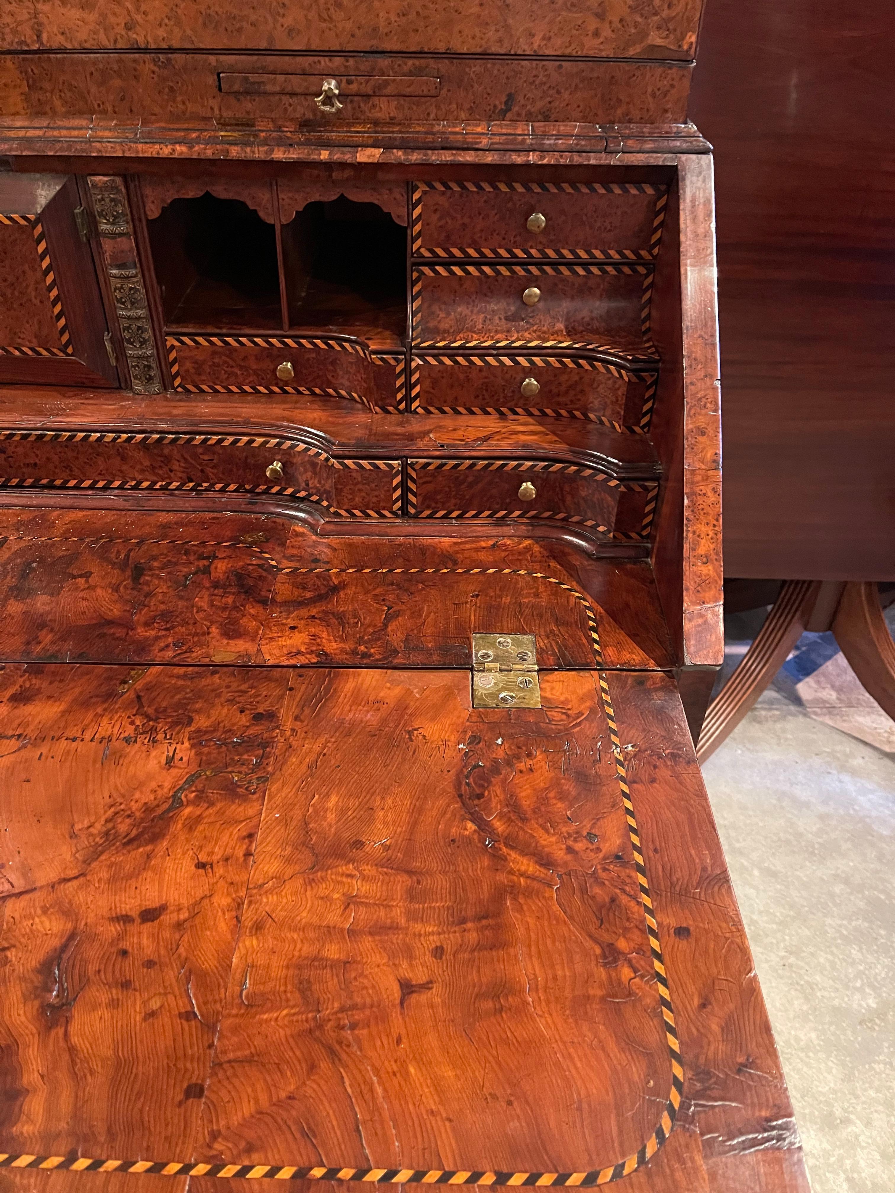 18th Century George II Yew Wood Secretary Bookcase For Sale 9