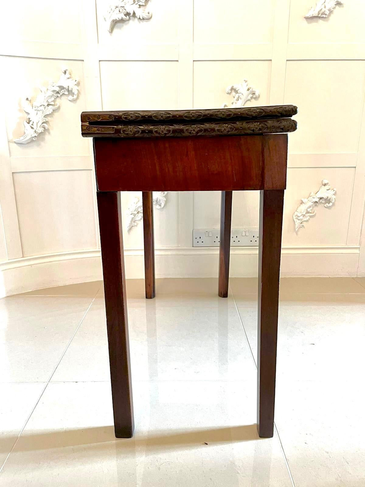 Hand-Carved 18th Century George III Antique Chippendale Mahogany Carved Card/Side Table For Sale