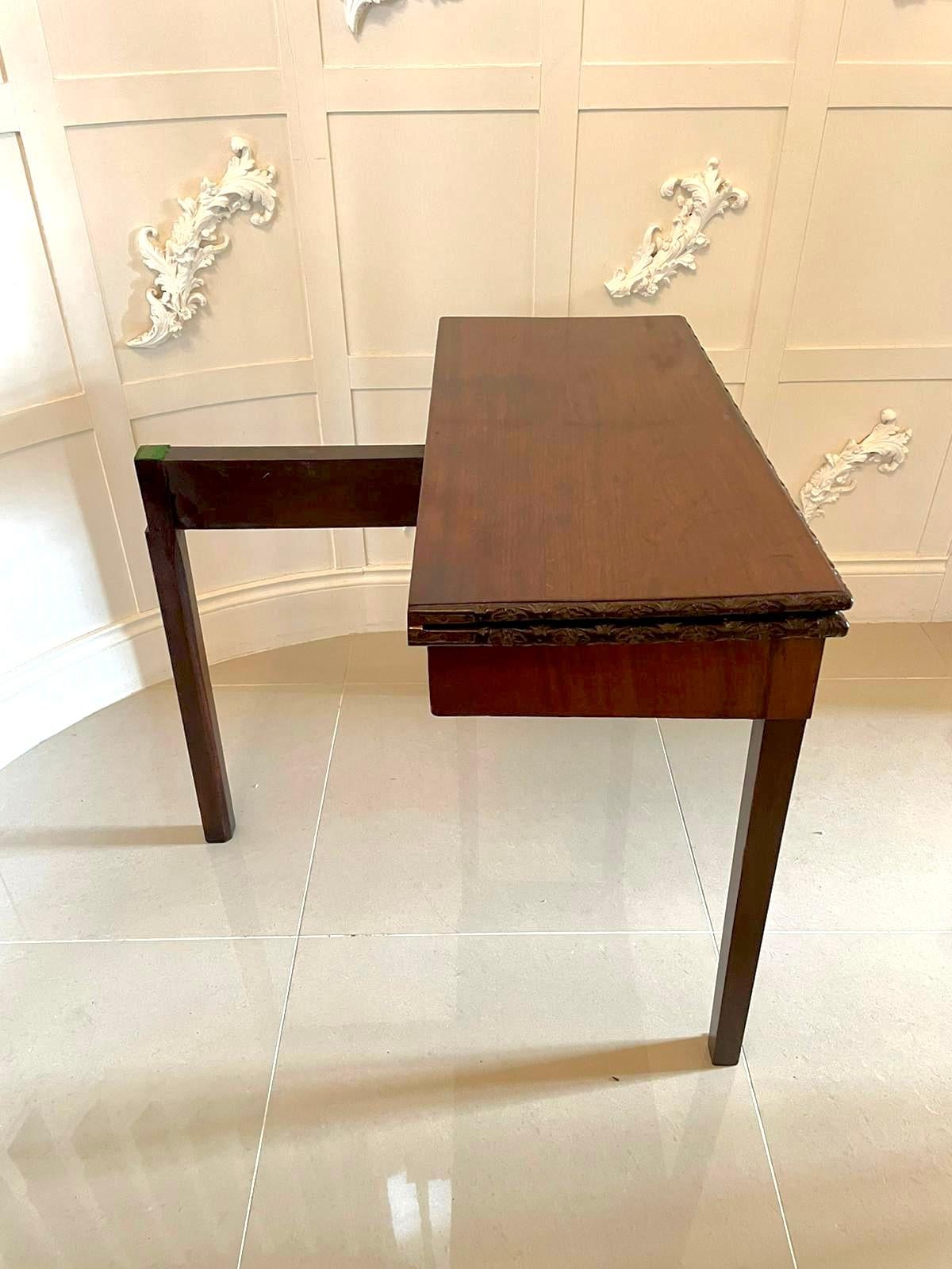 Other 18th Century George III Antique Chippendale Mahogany Carved Card/Side Table For Sale