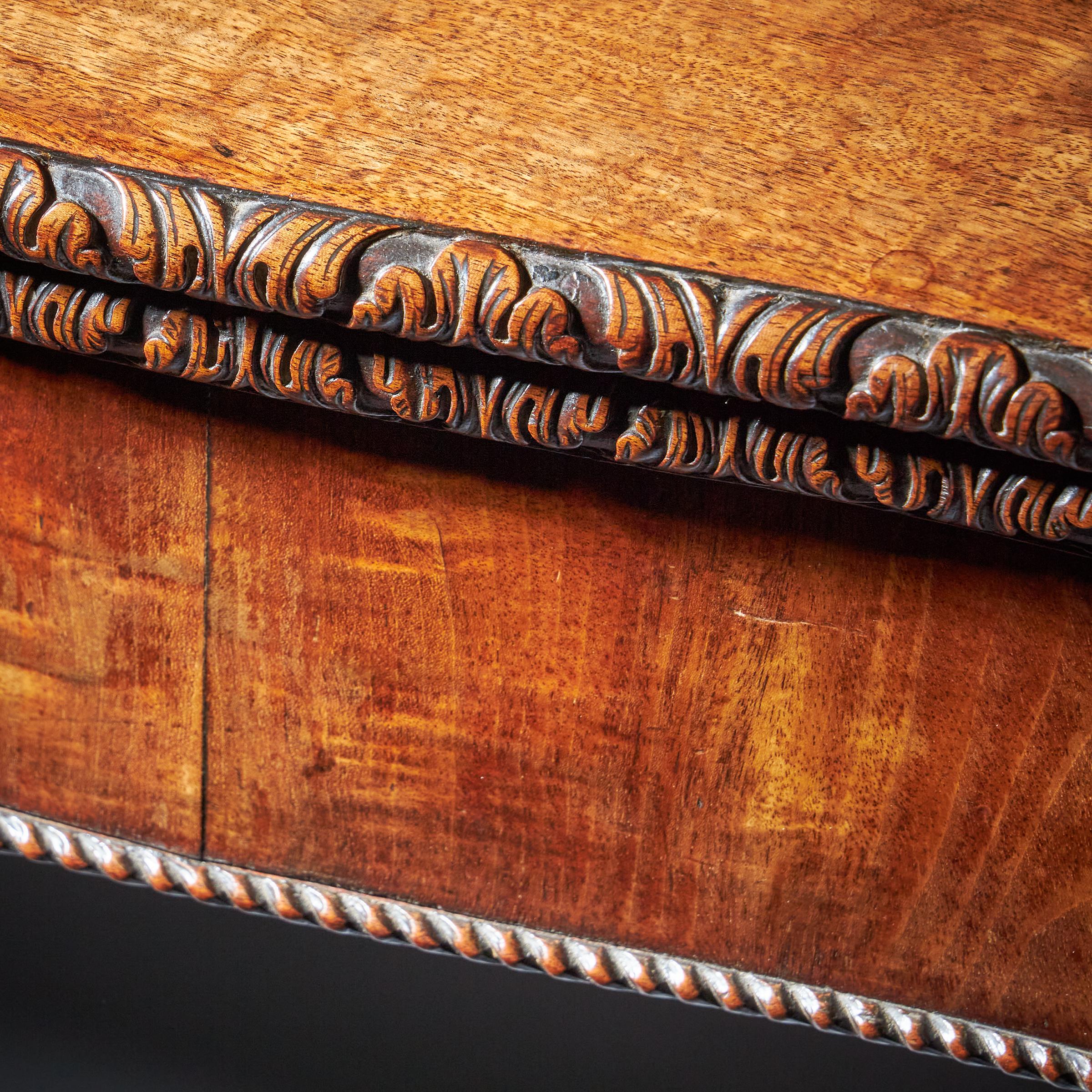 18th Century George III Carved Mahogany Serpentine Concertina Action Card Table For Sale 9