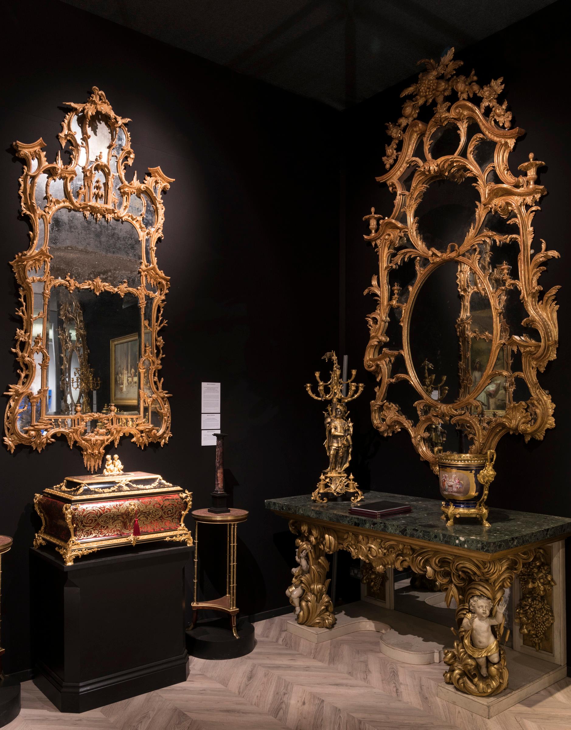 Geschnitzter Spiegel im Stil von Thomas Johnson, 18. Jahrhundert, George III. (Vergoldetes Holz) im Angebot