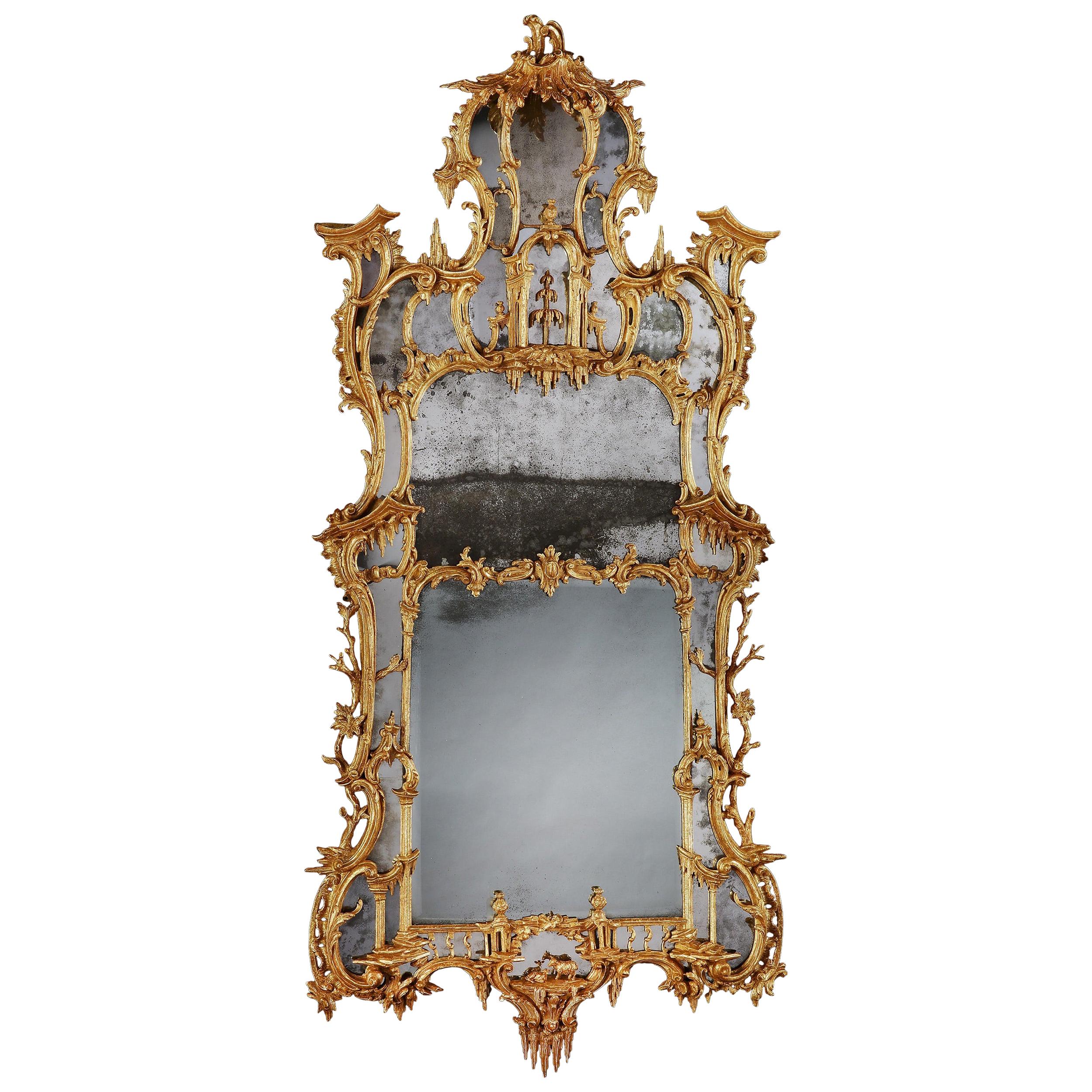 18th Century George III Carved Mirror in the Manner of Thomas Johnson For Sale
