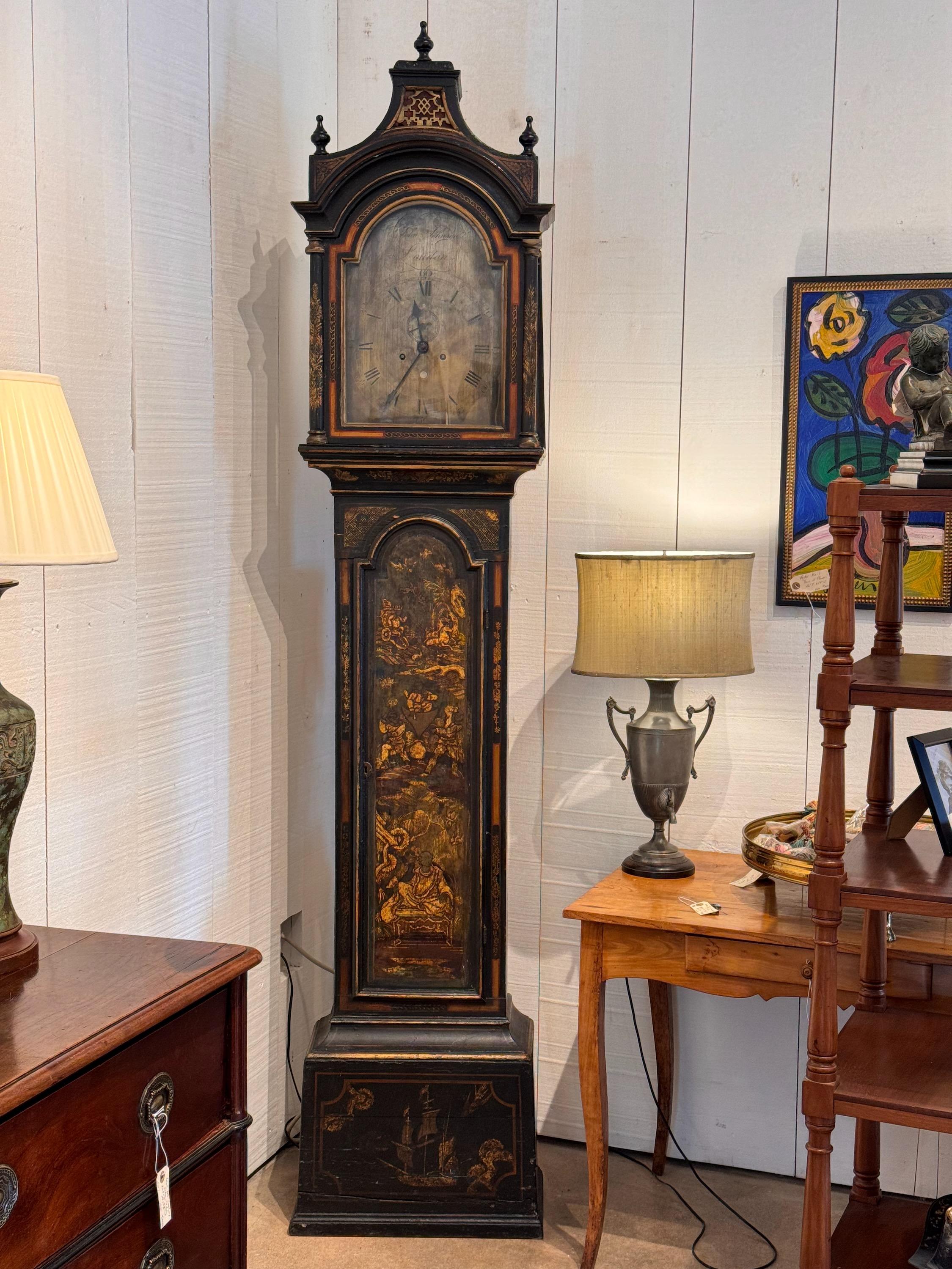 Chinoiserie clocks can make a room. Here is a handsome one.