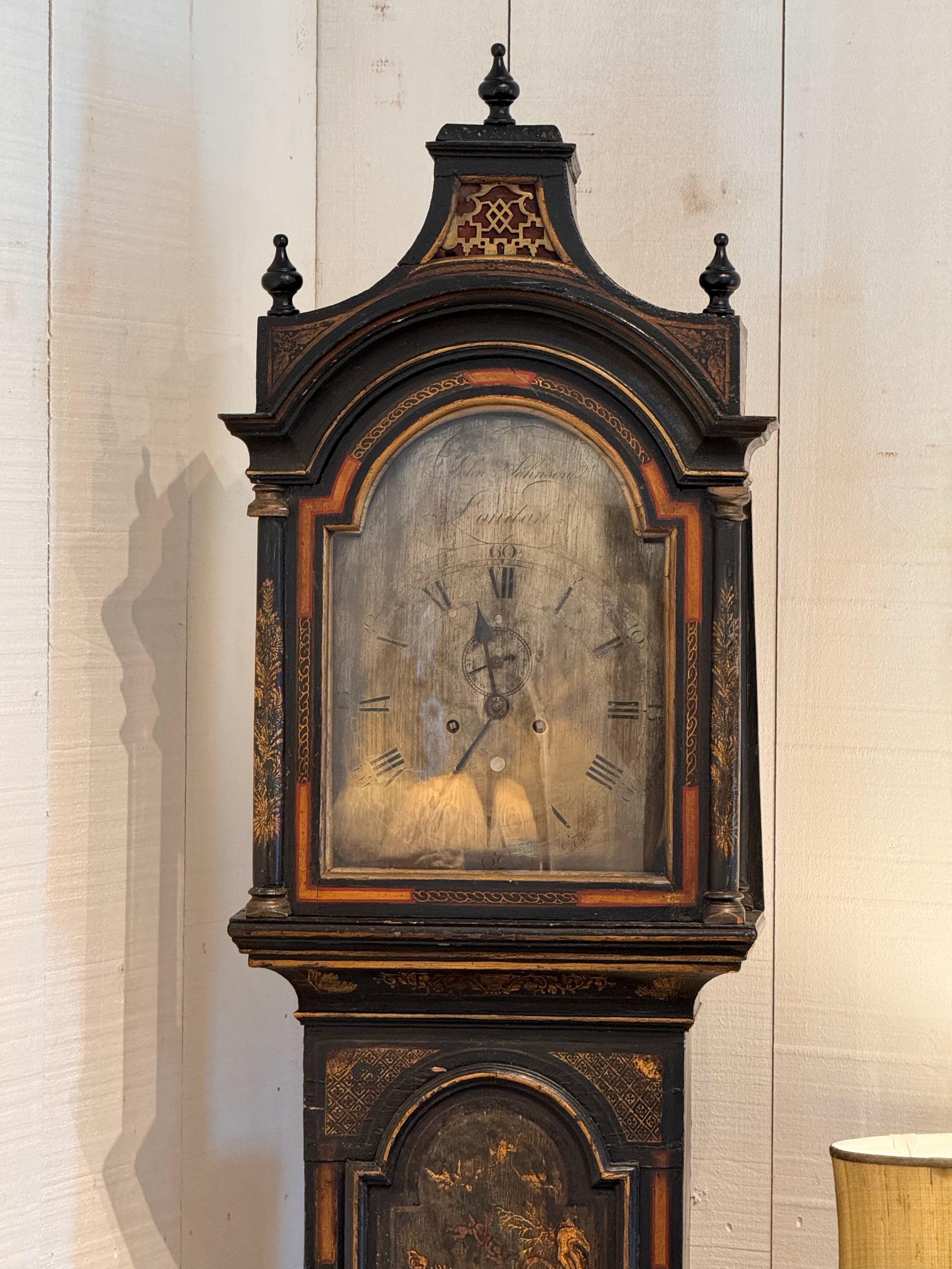 18th Century and Earlier 18th Century George III Chinoiserie Clock For Sale