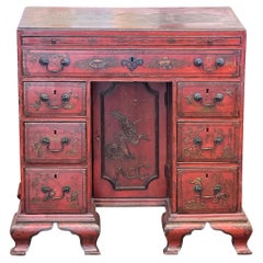 18th Century George III Chinoiserie Knee Hole Desk