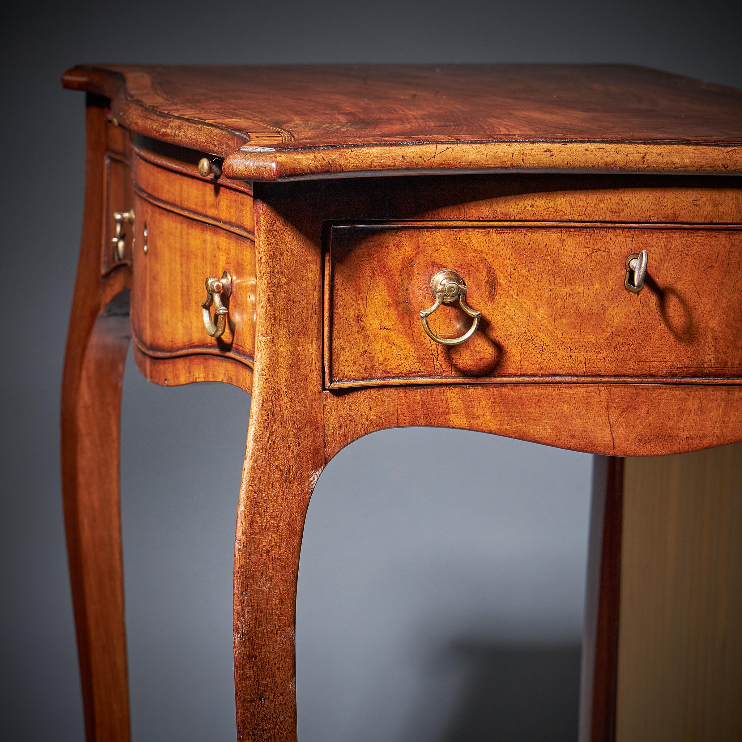 18th Century and Earlier 18th Century George III Chippendale Mahogany and Tulipwood Writing Table, C, 1770