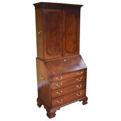 18th Century George III Chippendale Period Mahogany Bureau Bookcase