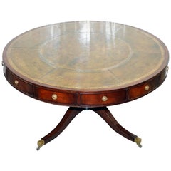 18th Century George III circa 1790 Mahogany Leather Topped Drum Dining Table