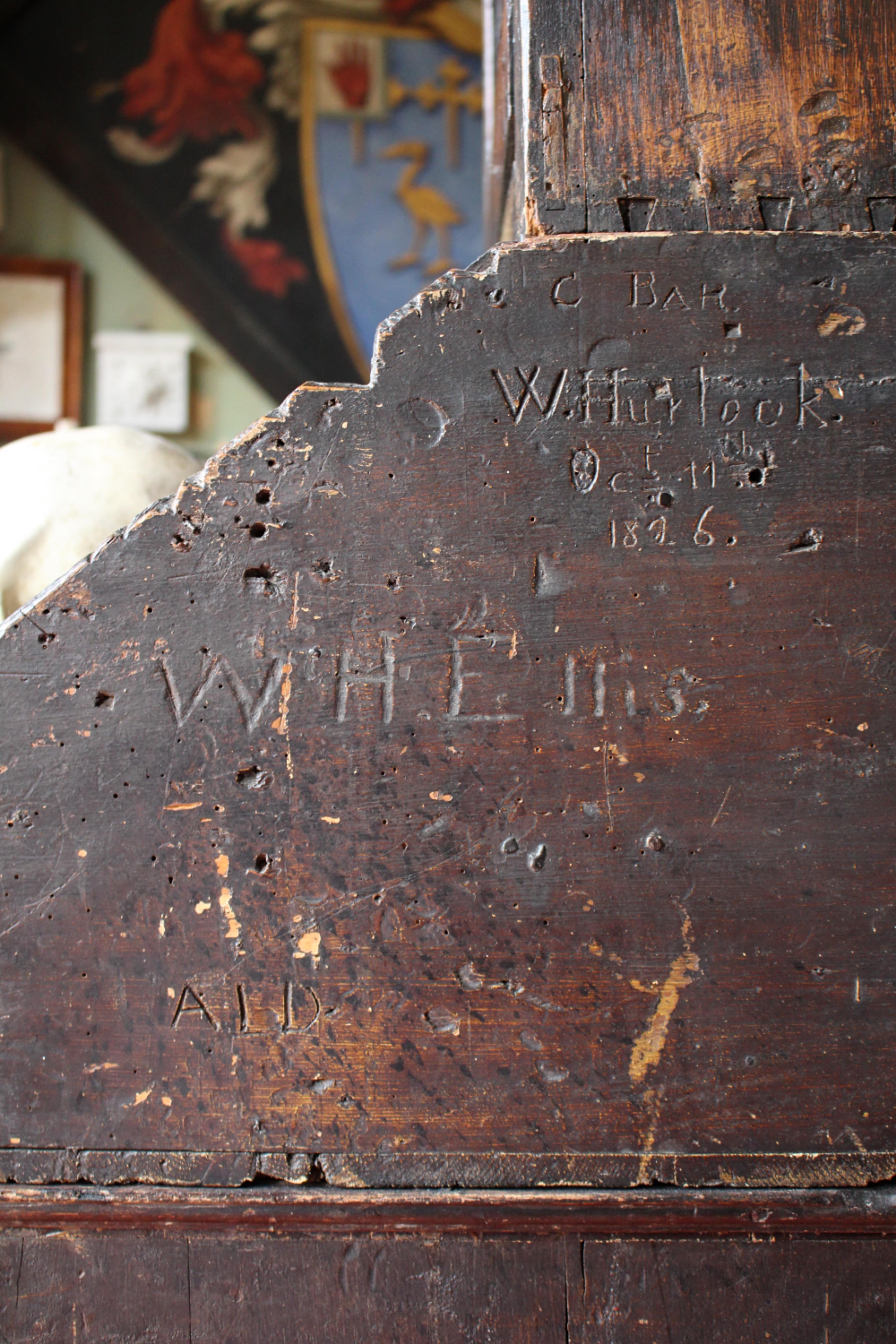18th Century George III Dormitory Graffitied Bureau Winchester College Desk For Sale 14