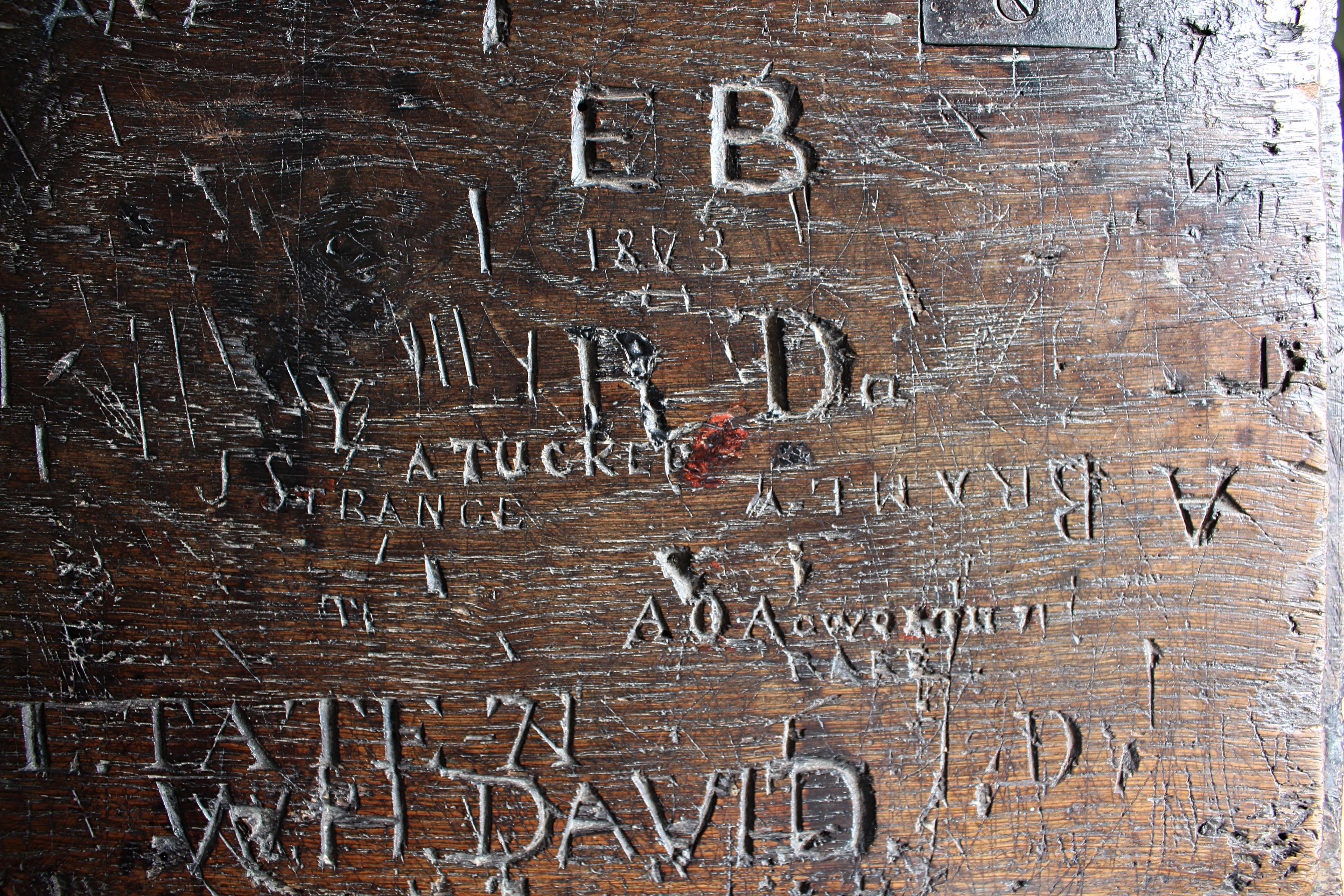 18th Century George III Dormitory Graffitied Bureau Winchester College Desk For Sale 3