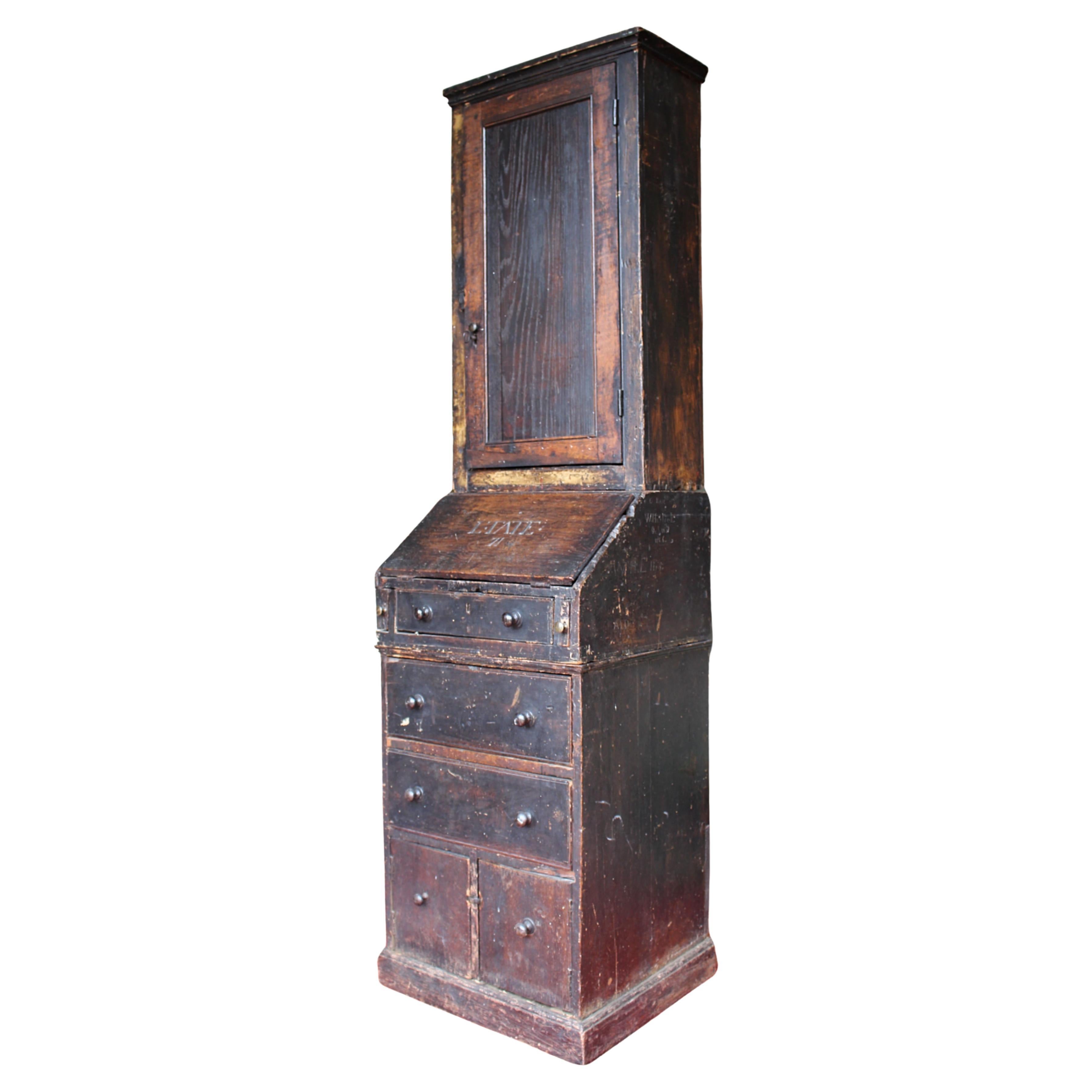 18th Century George III Dormitory Graffitied Bureau Winchester College Desk For Sale