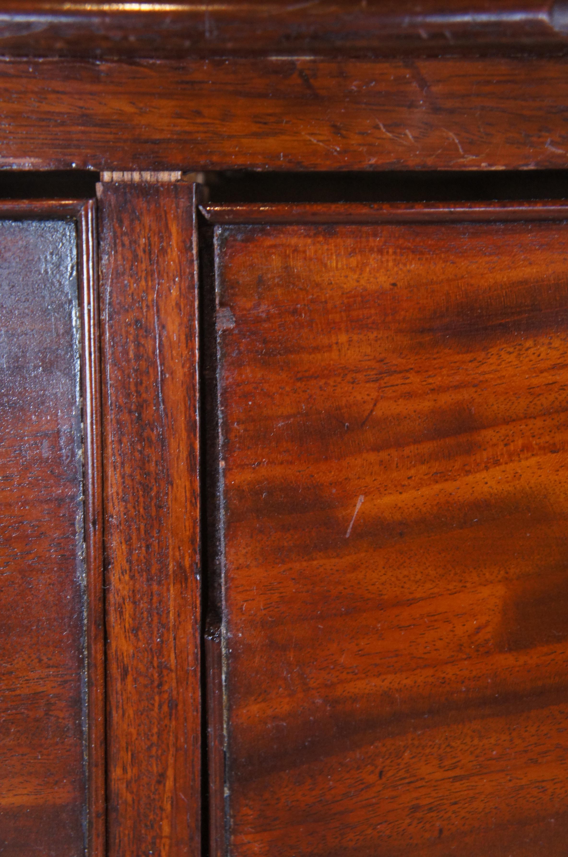 18th Century George III English Mahogany Stepback Linen Press Cupboard Wardrobe 3