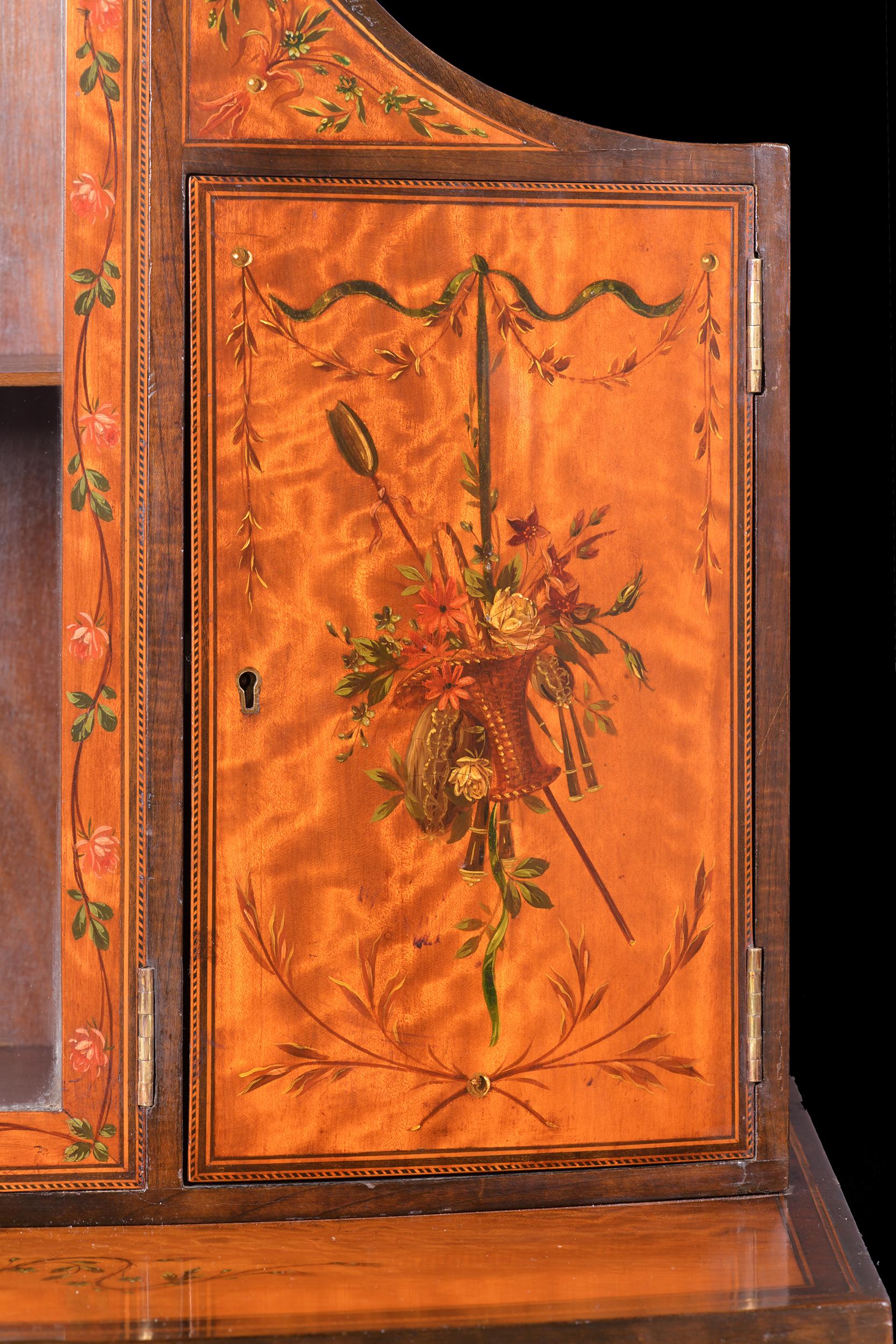 18th Century George III English Satinwood & Hand Painted Side Cabinet / Commode For Sale 5