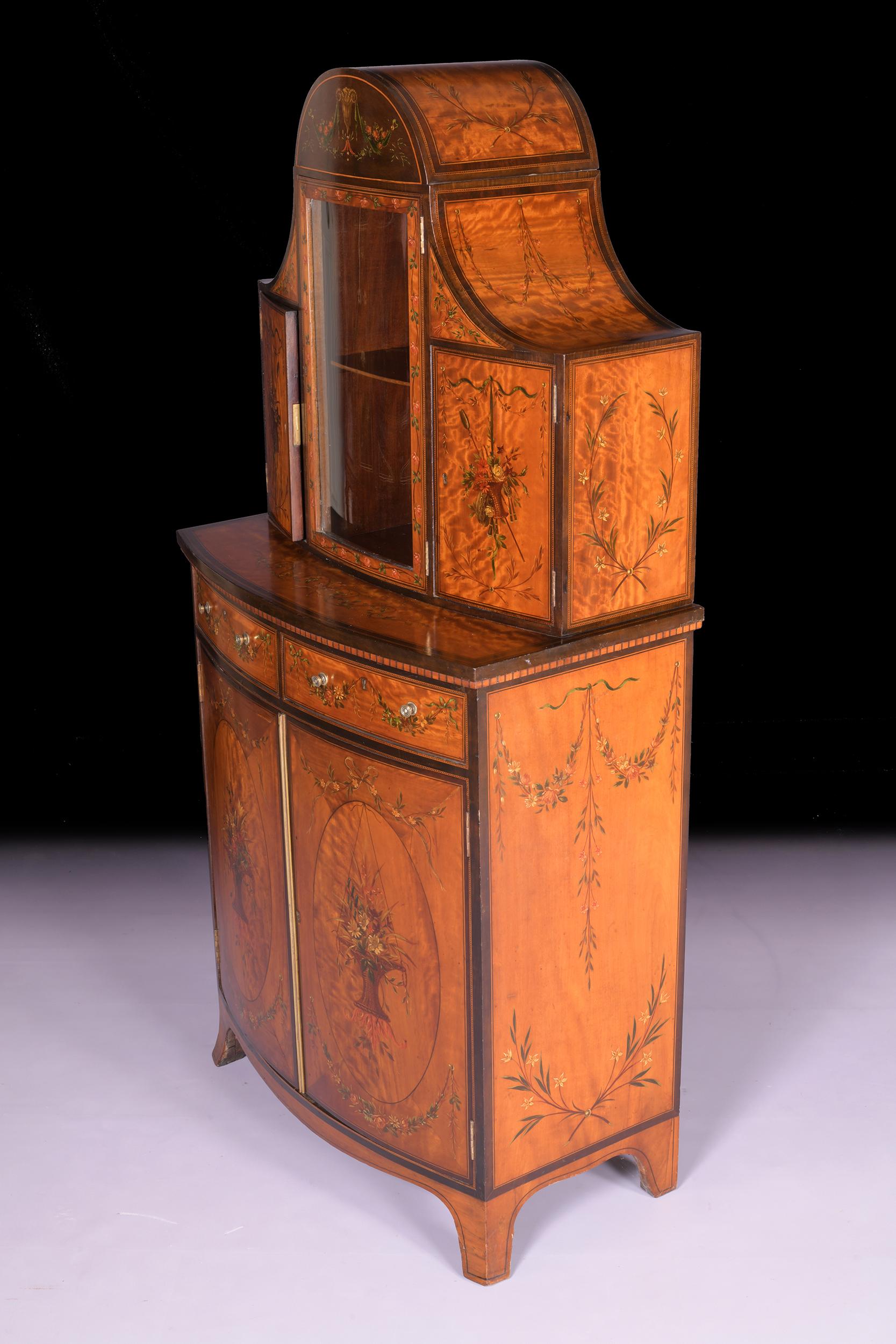 18th Century George III English Satinwood & Hand Painted Side Cabinet / Commode In Good Condition For Sale In Dublin, IE