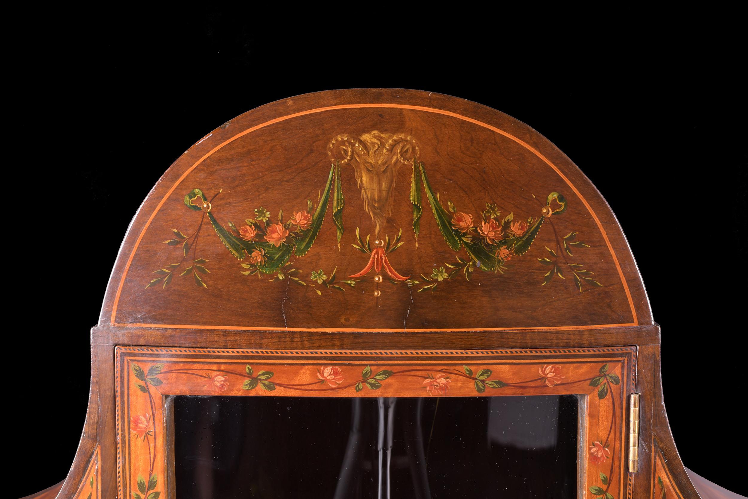 18th Century George III English Satinwood & Hand Painted Side Cabinet / Commode For Sale 1