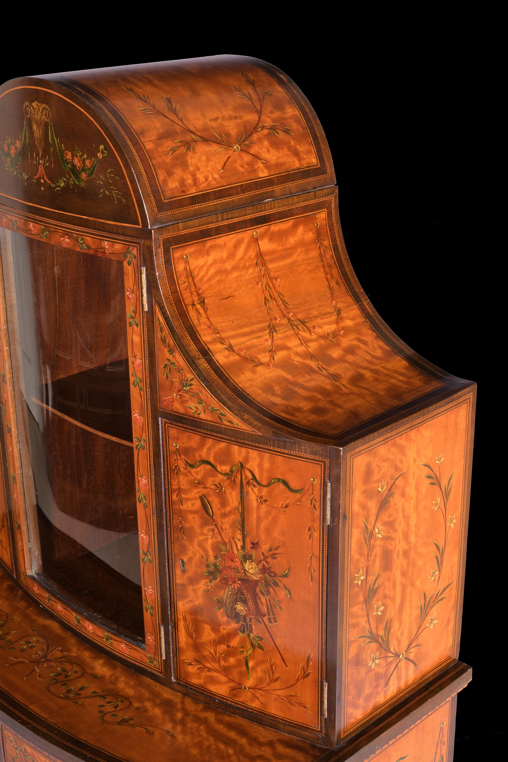 18th Century George III English Satinwood & Hand Painted Side Cabinet / Commode For Sale 3