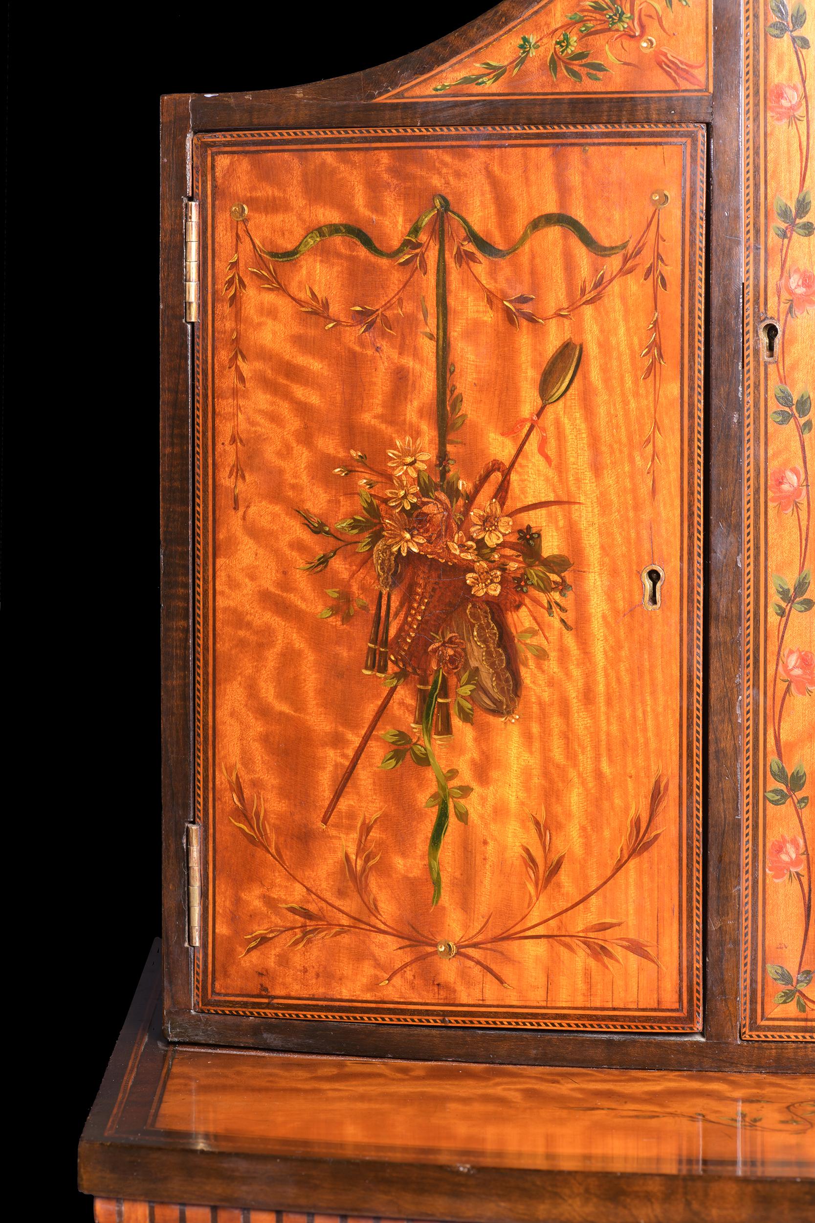 18th Century George III English Satinwood & Hand Painted Side Cabinet / Commode For Sale 4
