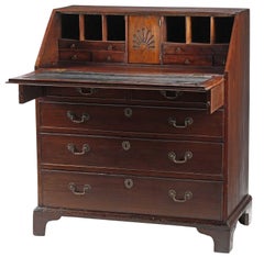 18th century George III English Slant-Front Secretary Desk in Oak