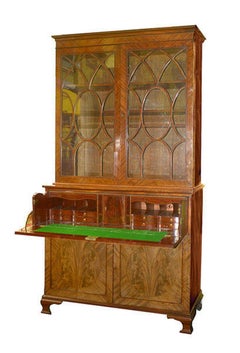 18th Century George III Flame Mahogany Secretaire Bookcase