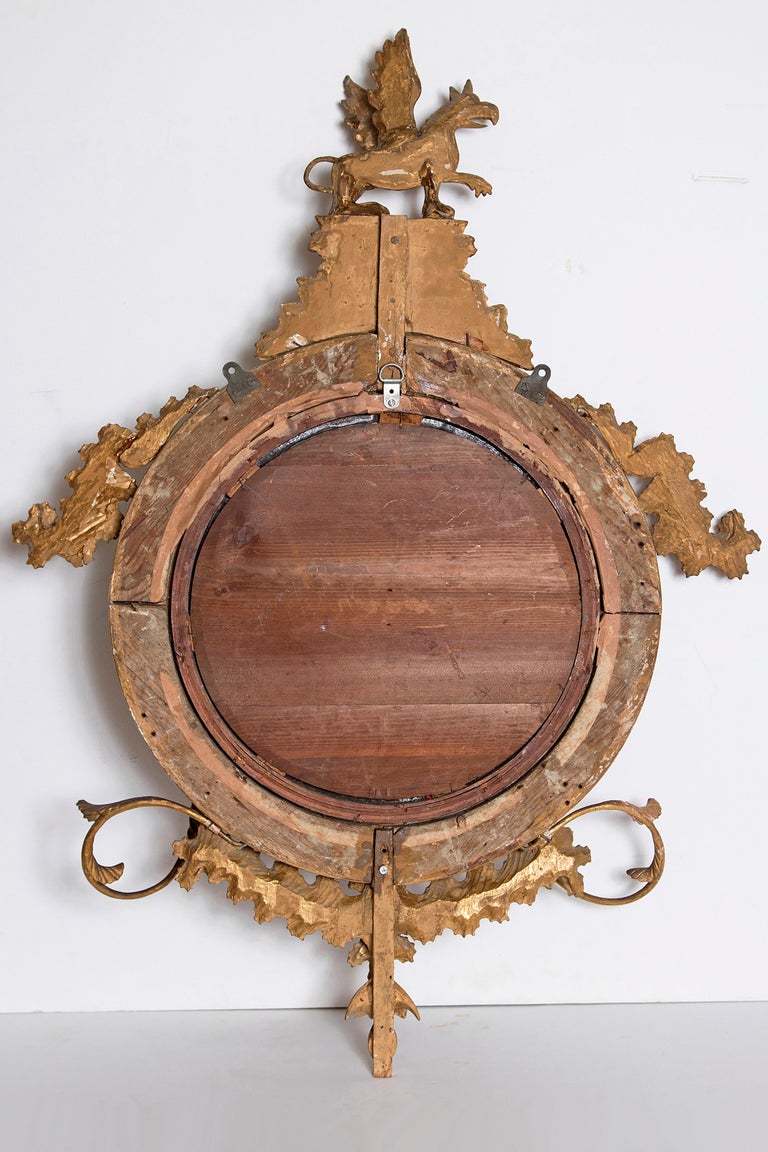 18th Century George III Giltwood Convex Girandole Mirror at 1stDibs