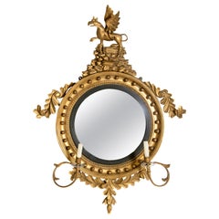 18th Century George III Giltwood Convex Girandole Mirror