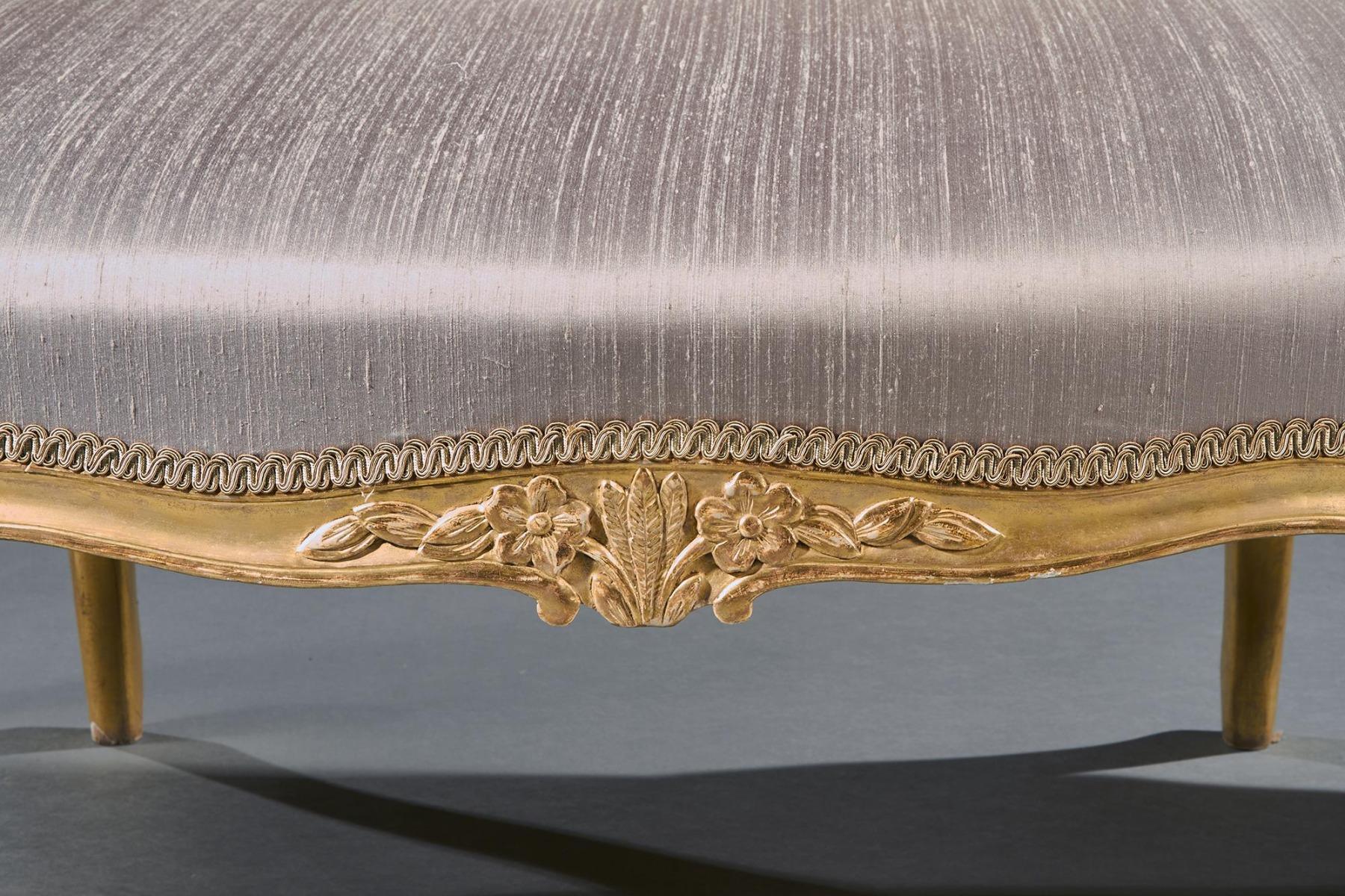 Late 18th Century 18th Century George III Giltwood Silk Upholstered French Hepplewhite Sofa