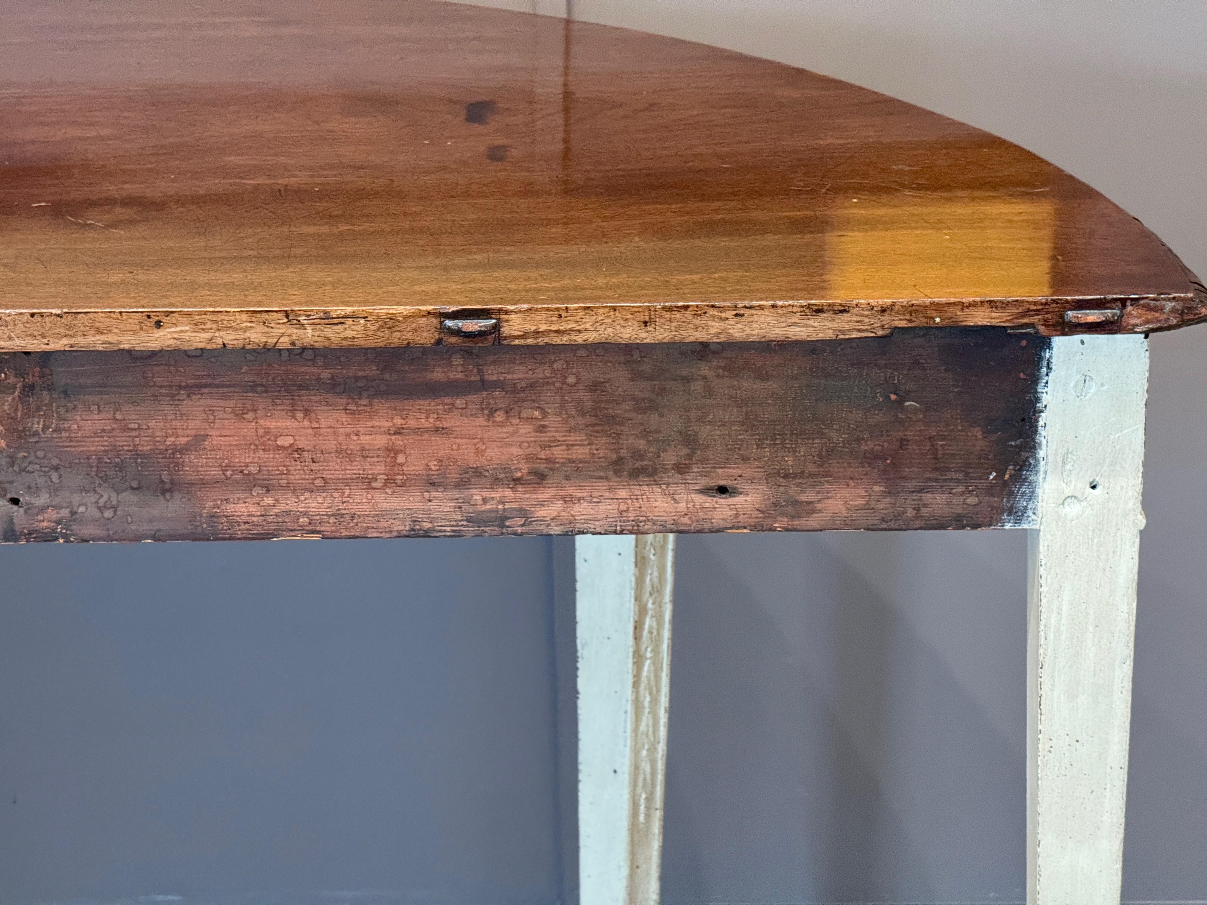18th Century George III Grey-Painted Mahogany Demilune Console For Sale 3