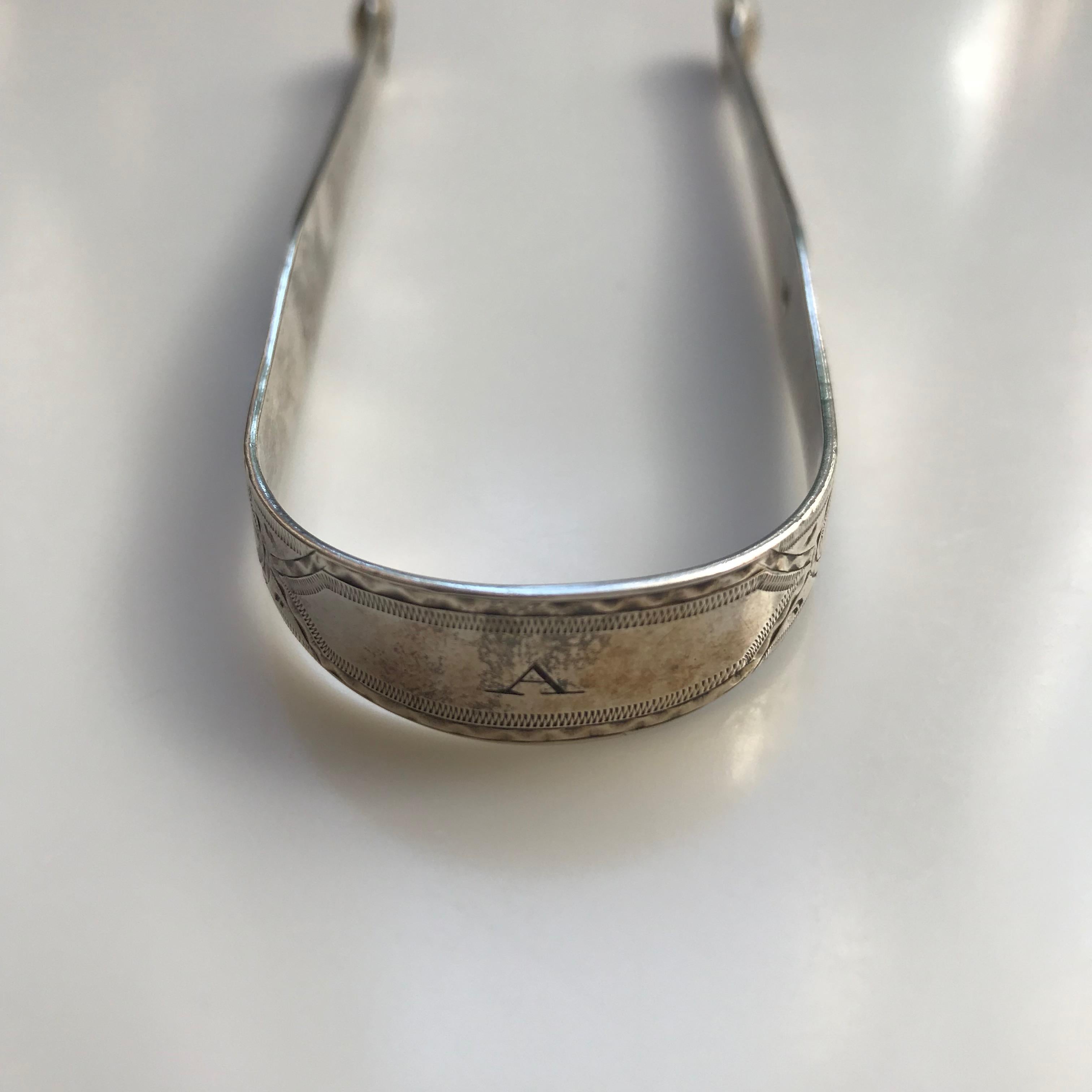 18th Century George III Hester Bateman Sterling Silver Sugar Tong In Excellent Condition In Washington Crossing, PA