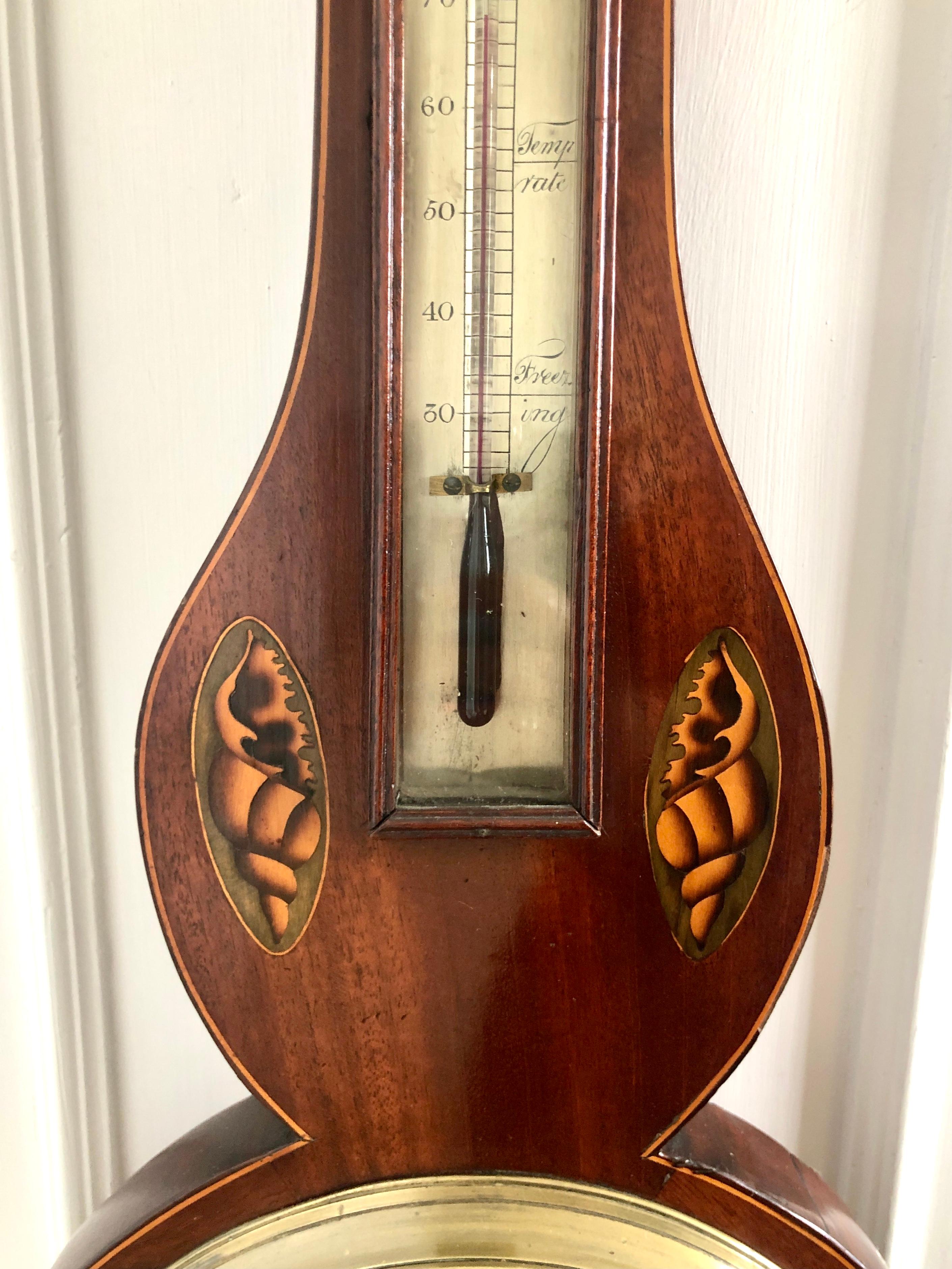 18th Century George III Inlaid Mahogany Banjo Barometer 2