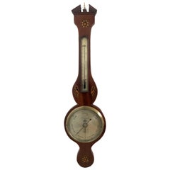 Antique 18th Century George III Inlaid Mahogany Banjo Barometer