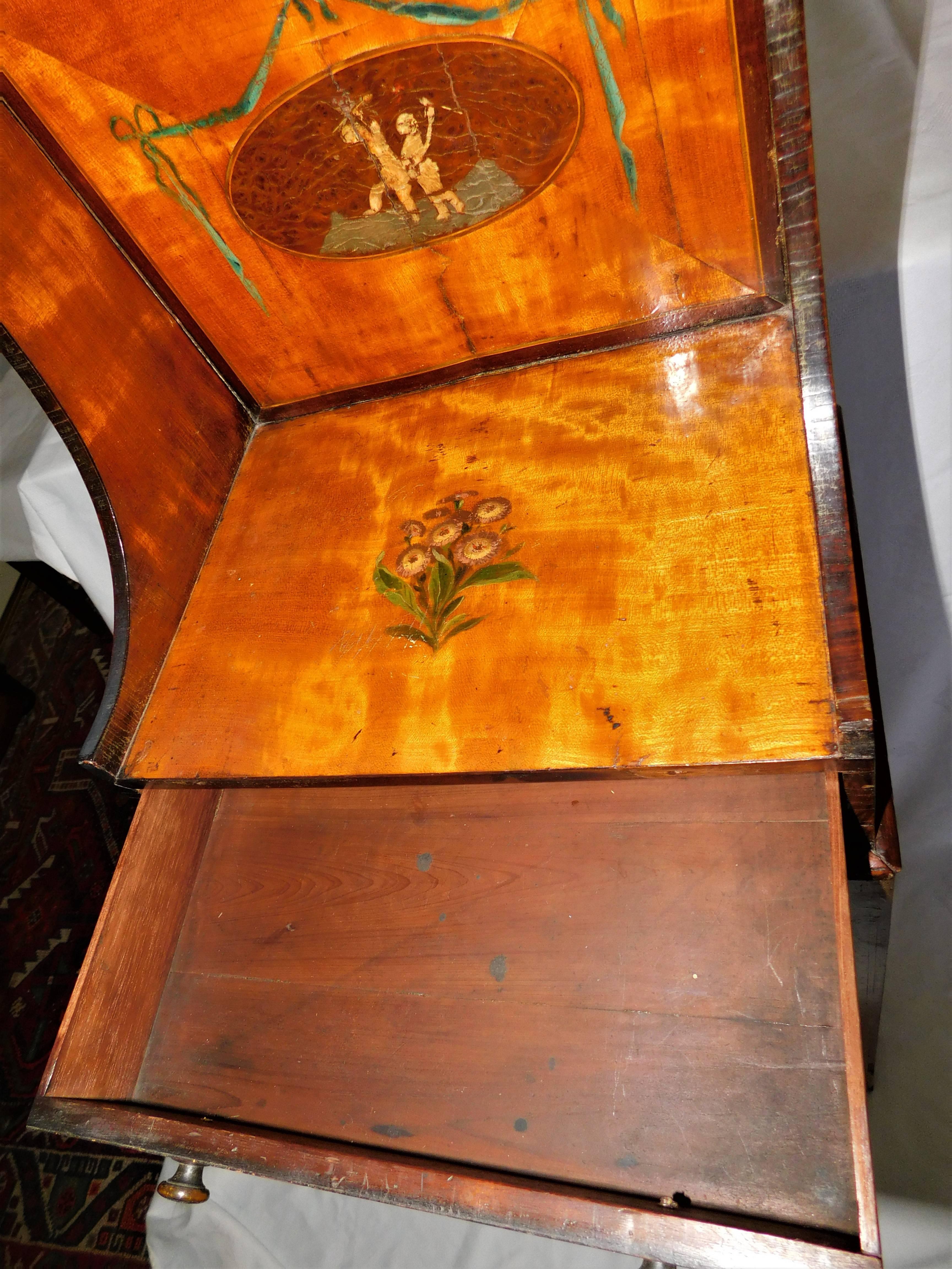 18th Century George III Inlaid Satin Wood Sewing Stand Table with Drawer For Sale 2