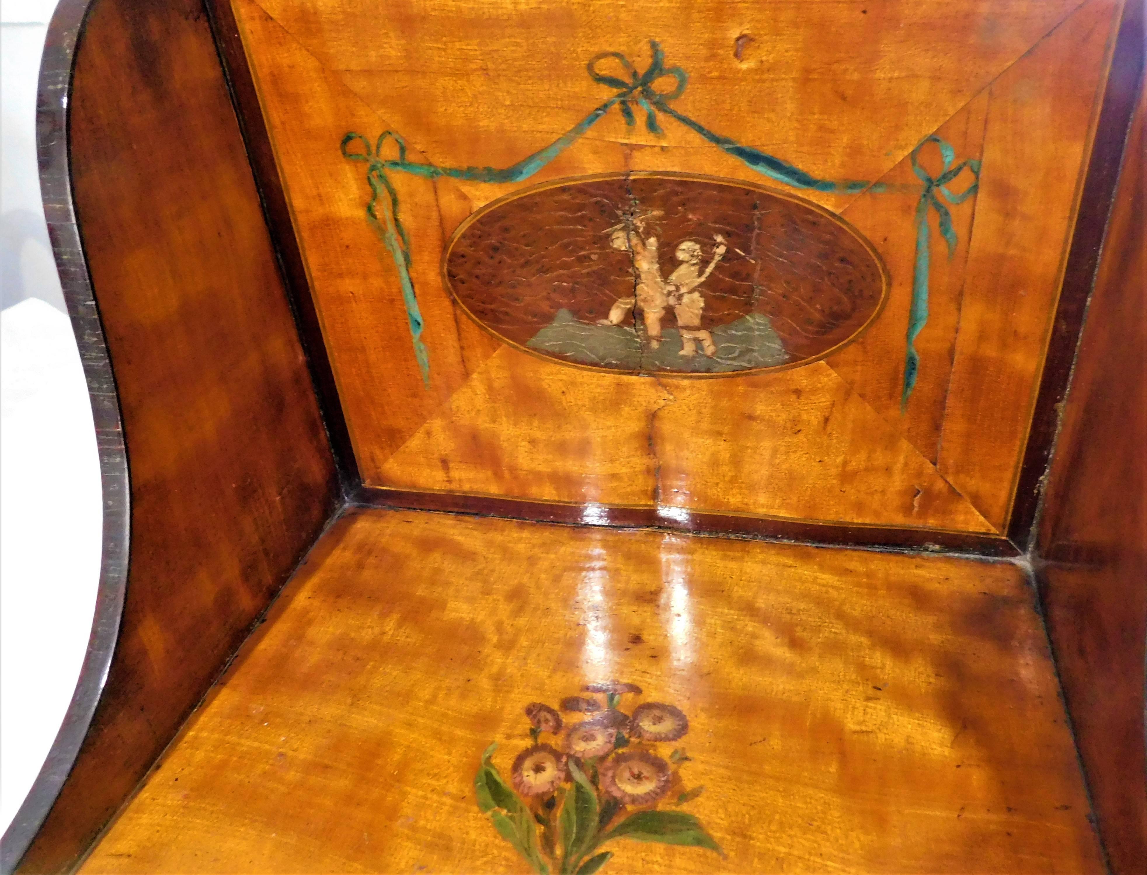 English 18th Century George III Inlaid Satin Wood Sewing Stand Table with Drawer For Sale