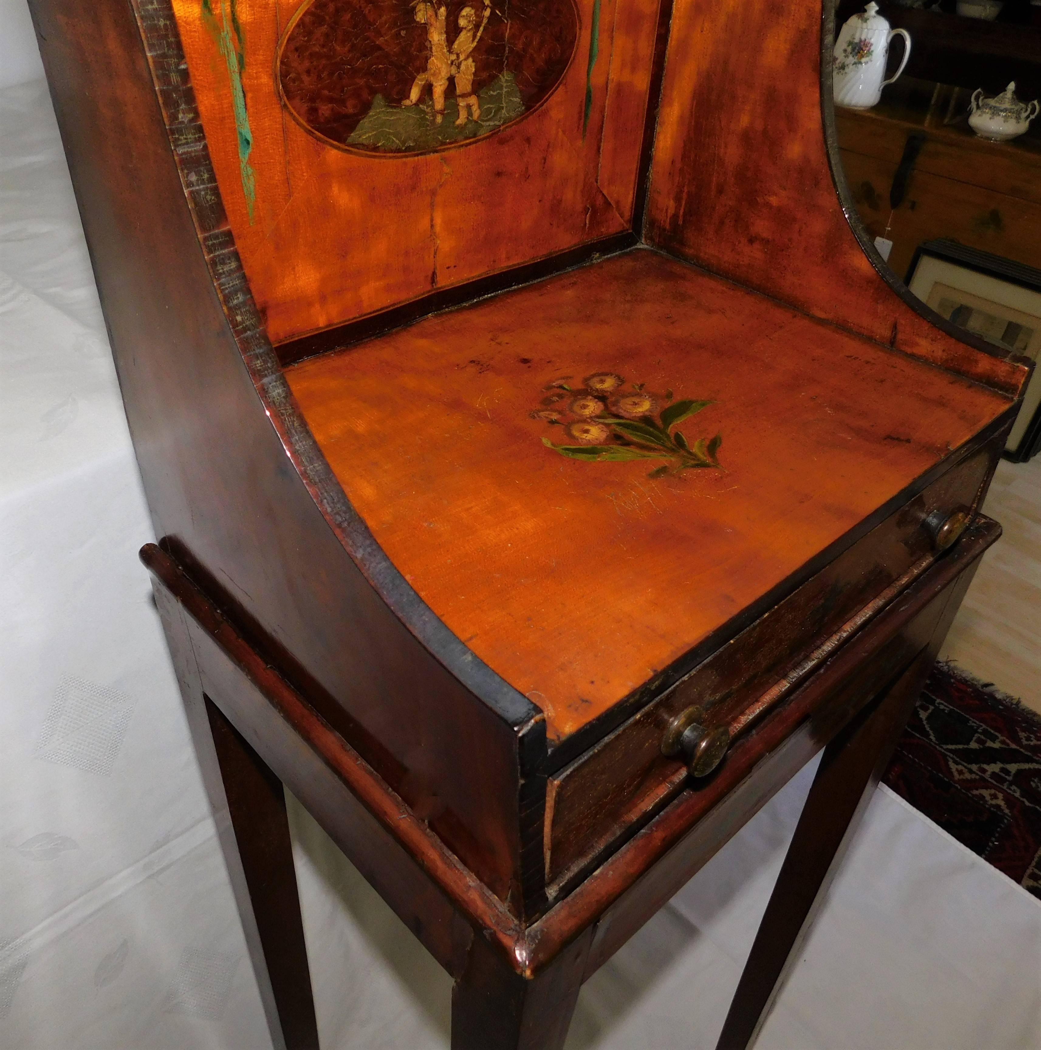 Satinwood 18th Century George III Inlaid Satin Wood Sewing Stand Table with Drawer For Sale