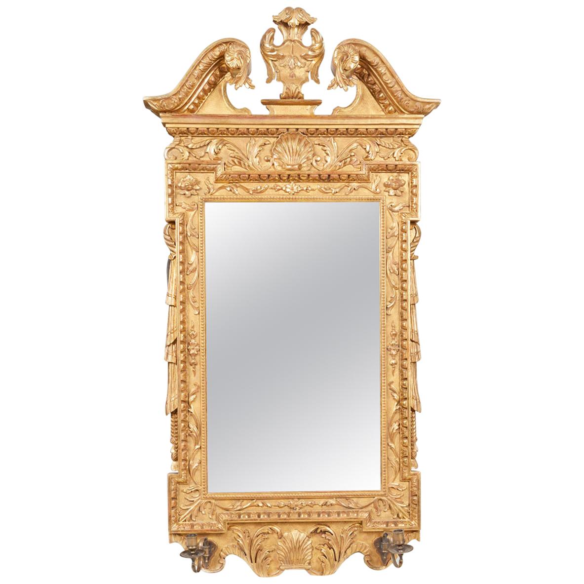 18th Century George III Irish Water Gilded Gesso Mirror