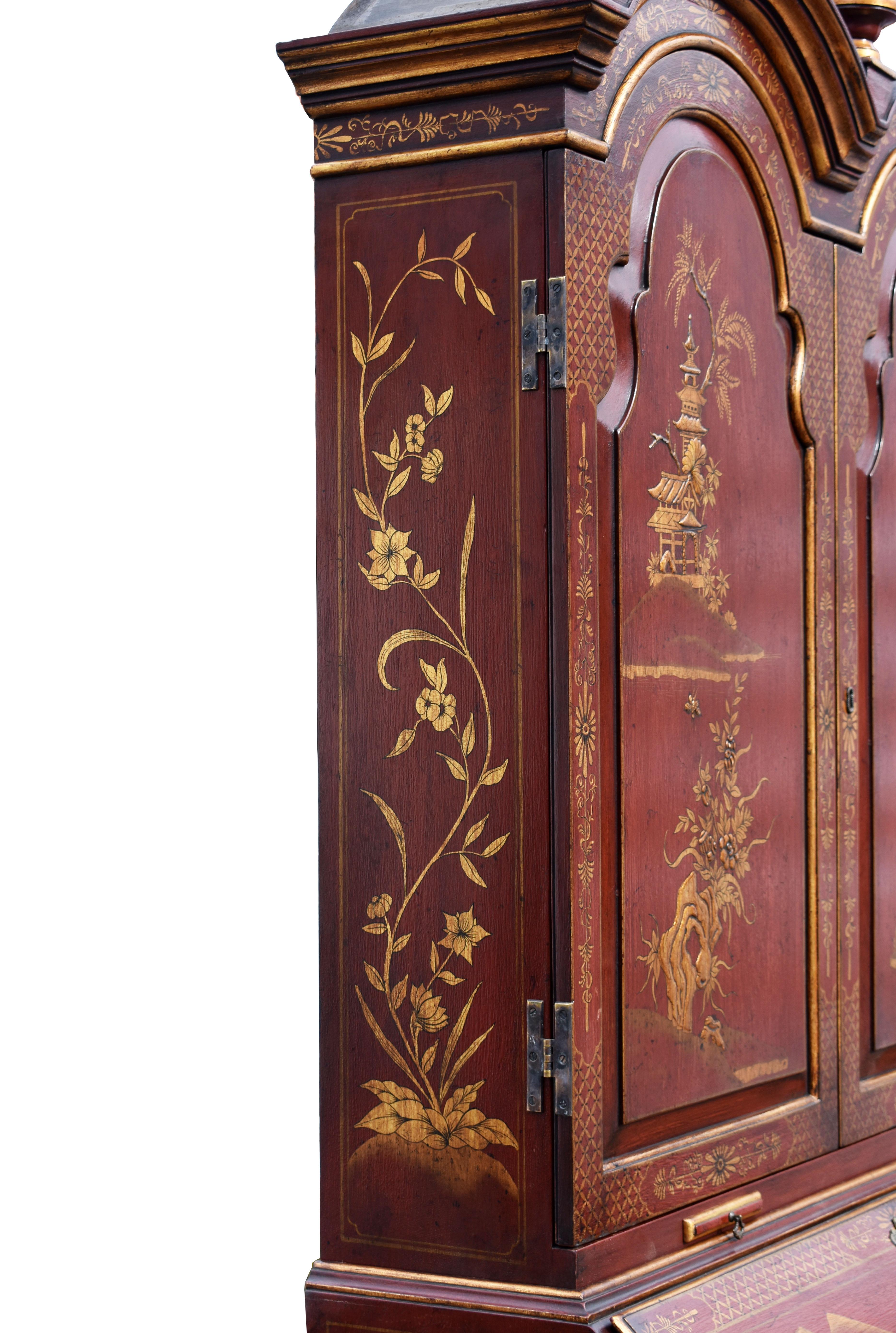 18th Century George III Lacquer and Gilt Chinoiserie Secretary Bookcase 5