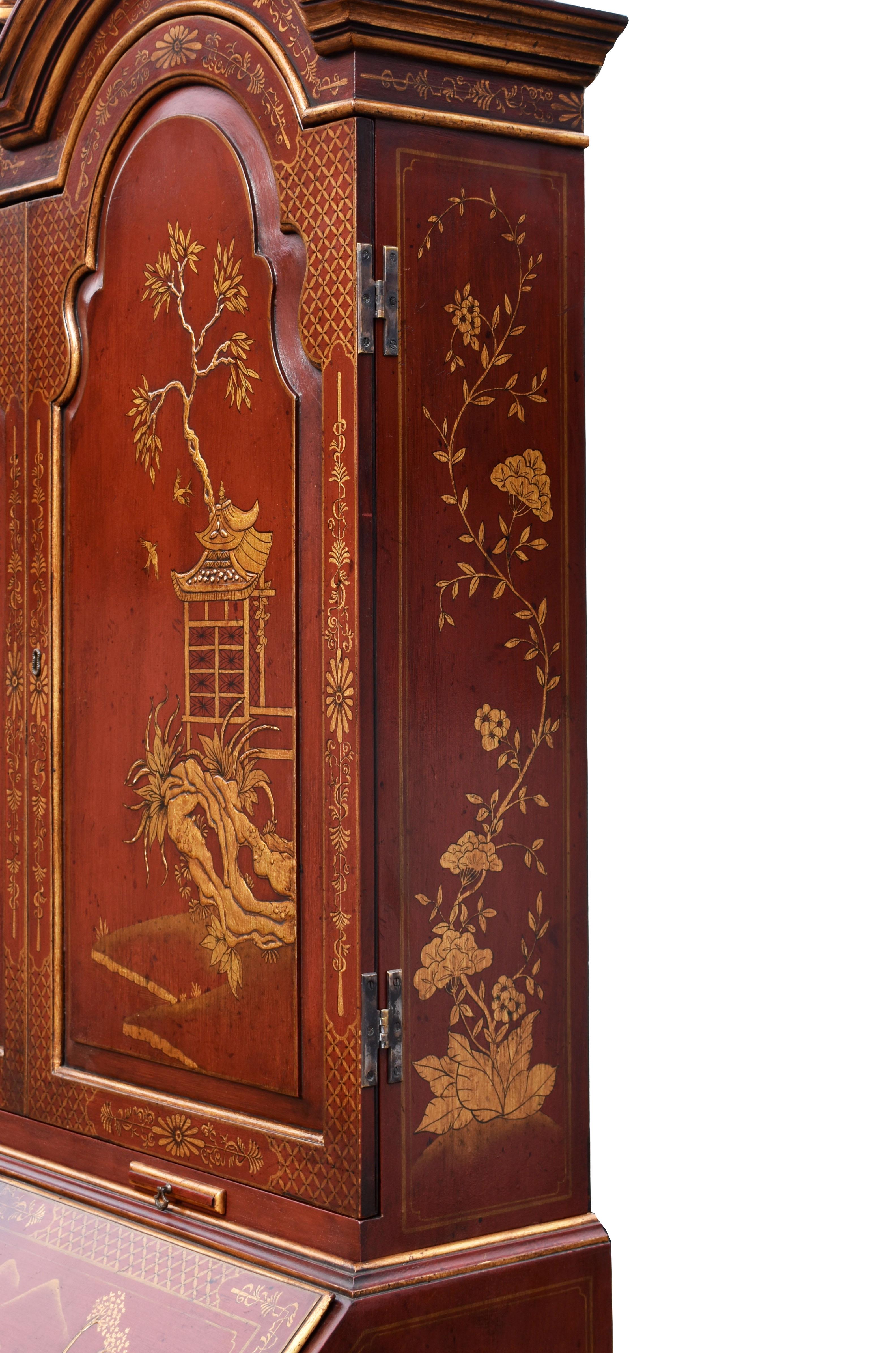 18th Century George III Lacquer and Gilt Chinoiserie Secretary Bookcase 7