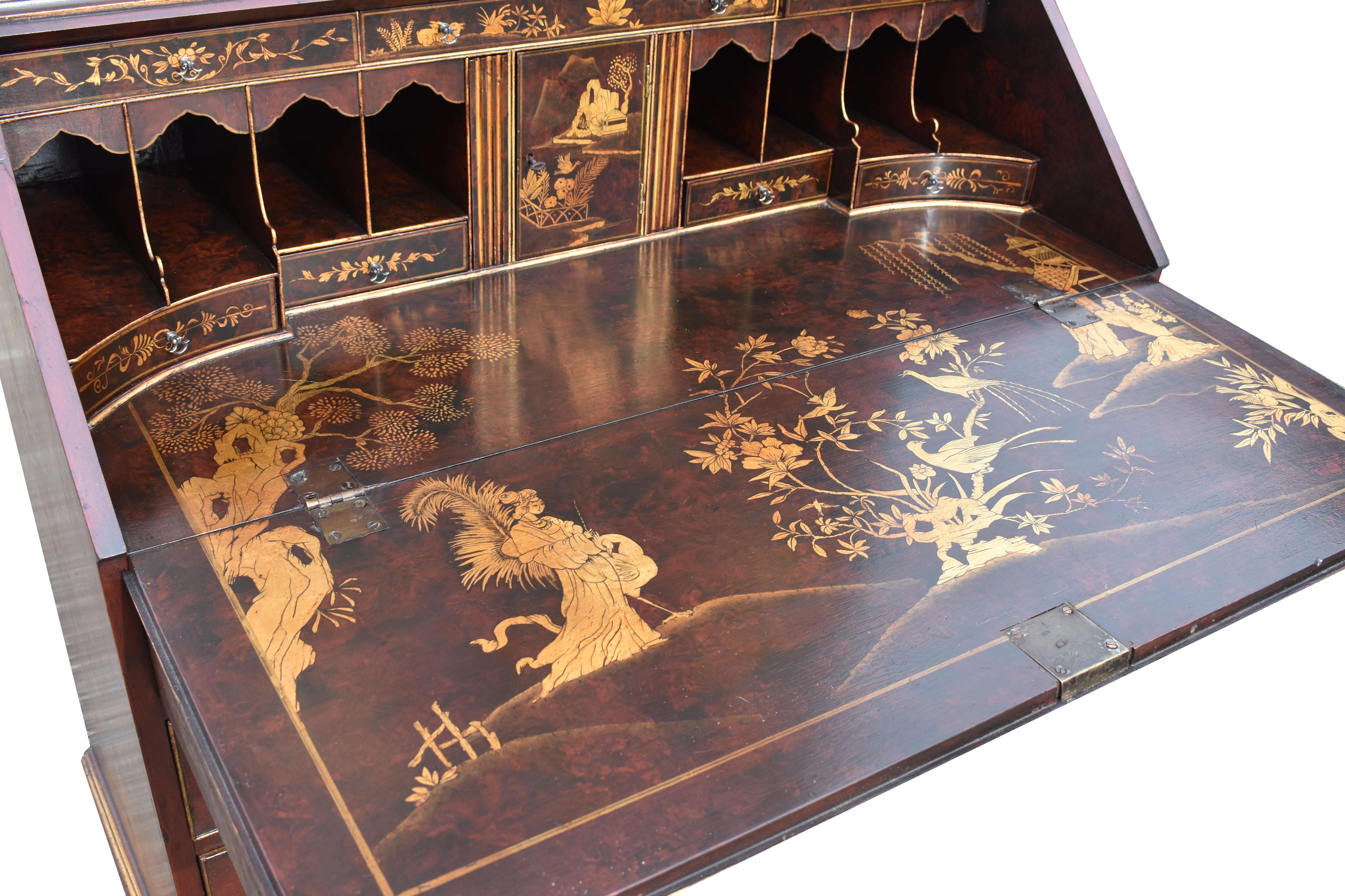 18th Century George III Lacquer and Gilt Chinoiserie Secretary Bookcase 8