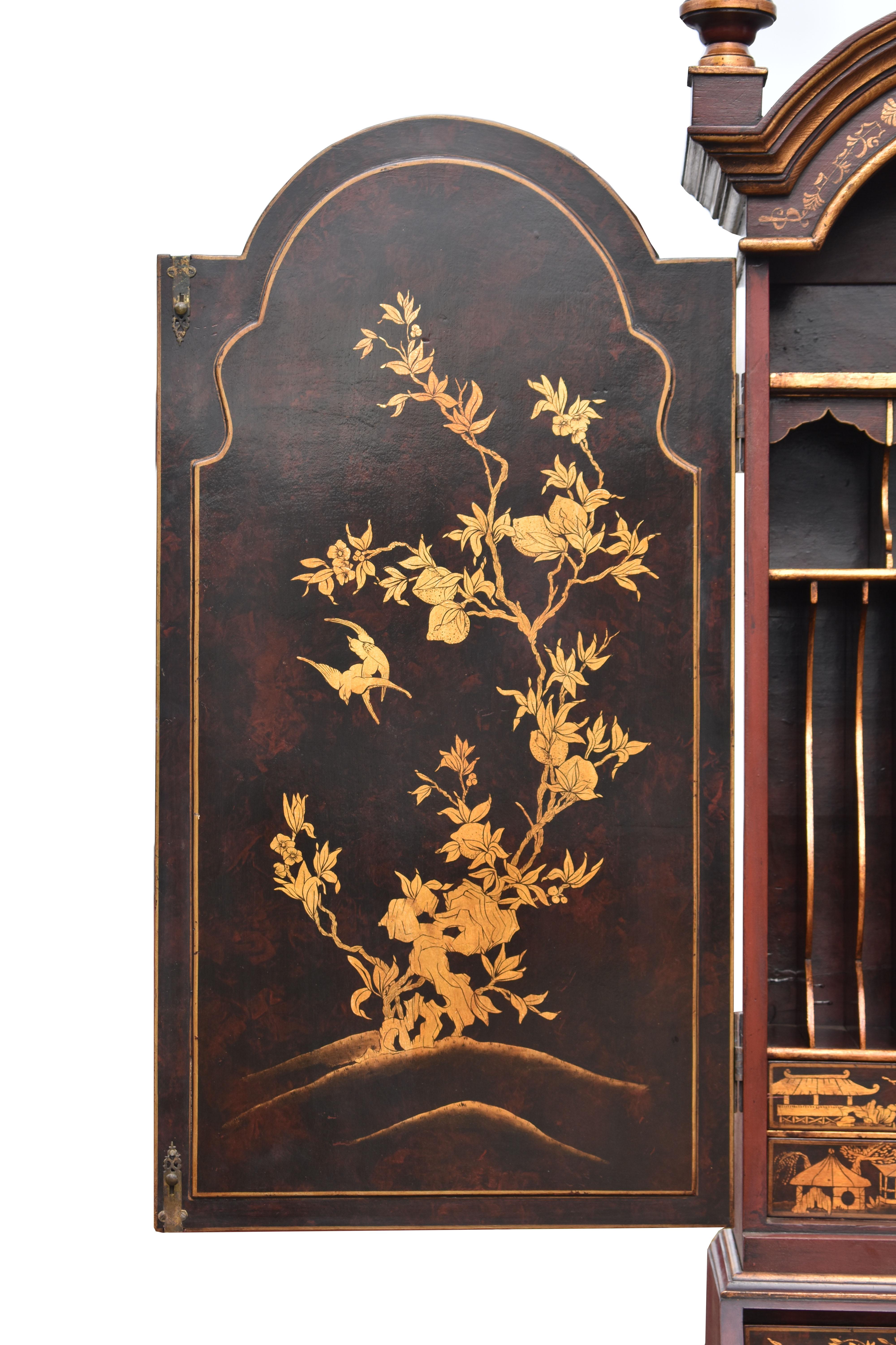 18th Century George III Lacquer and Gilt Chinoiserie Secretary Bookcase 9
