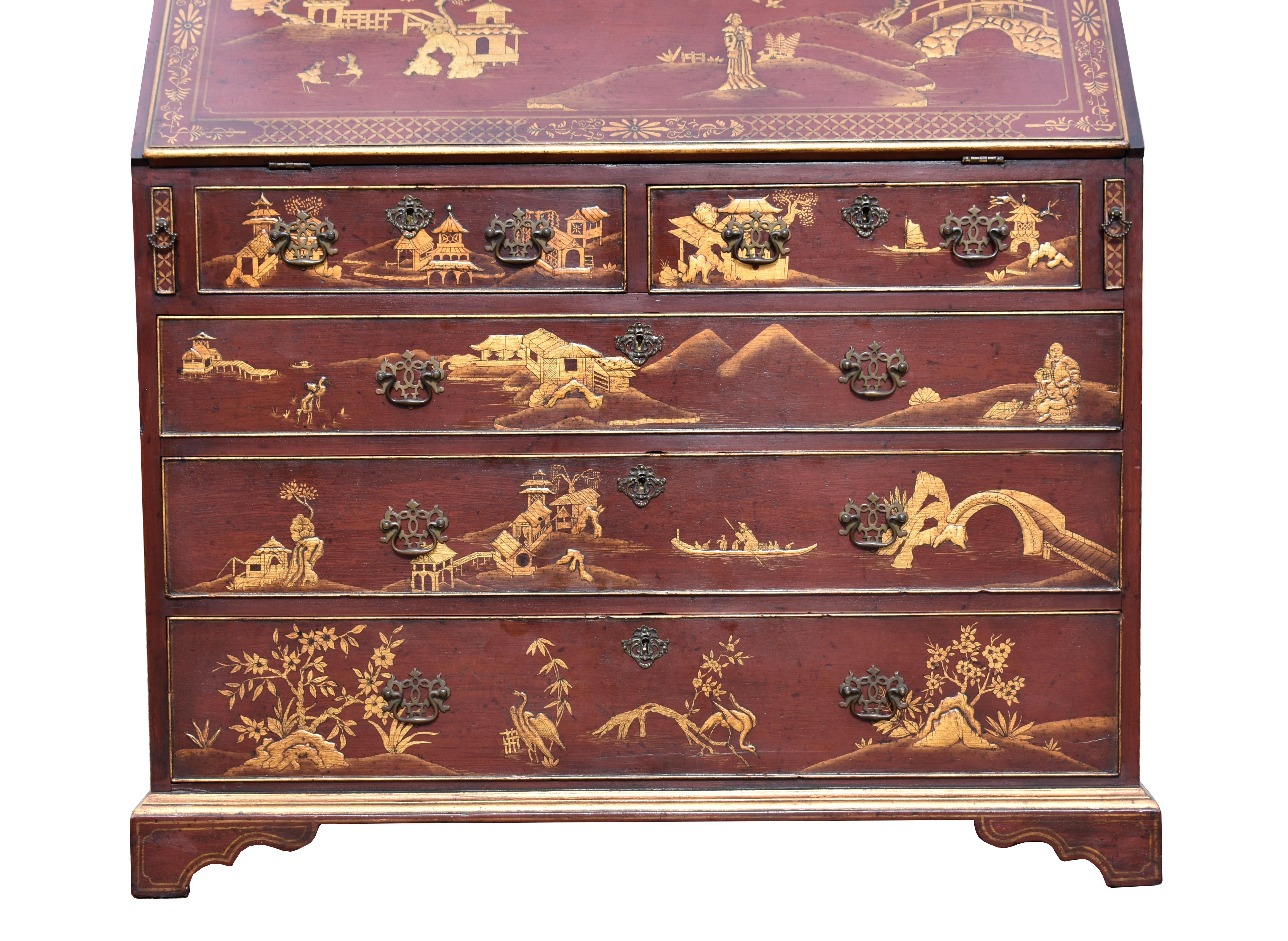 18th Century George III Lacquer and Gilt Chinoiserie Secretary Bookcase 2