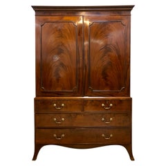 18th Century George III Linen Press in Mahogany