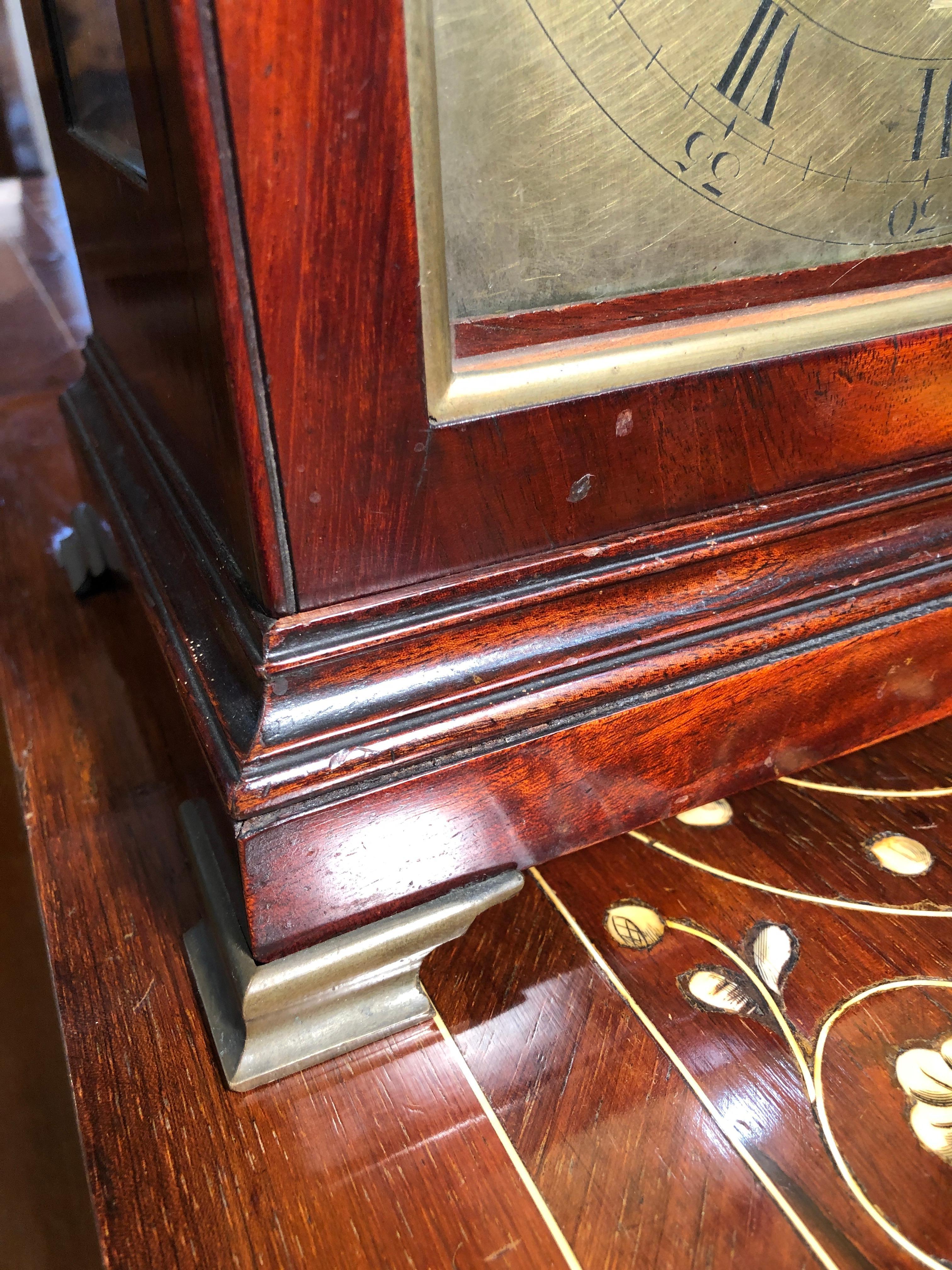 18th Century George III Mahogany Bracket Clock, 1780s 8
