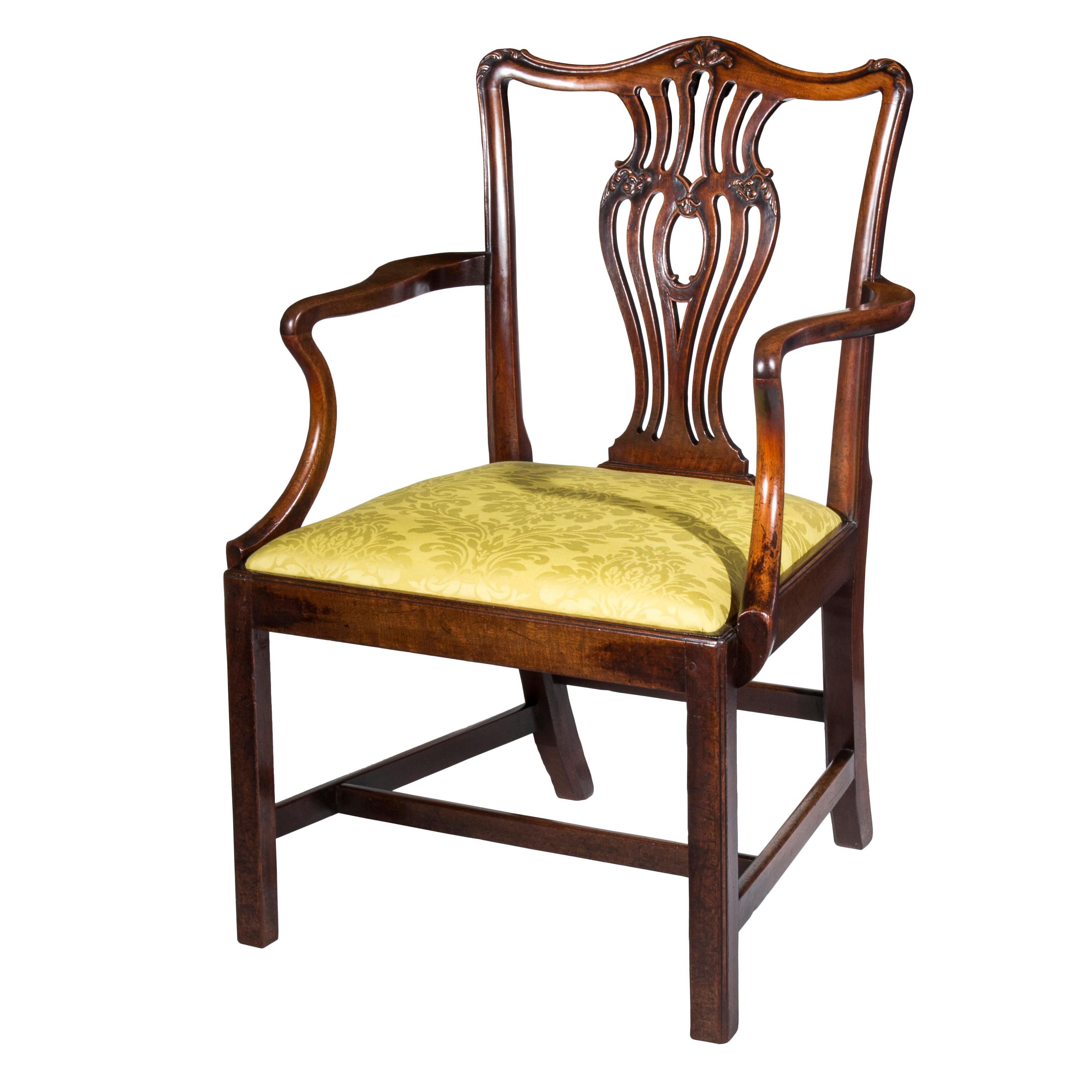 18th Century George III Mahogany Desk Chair