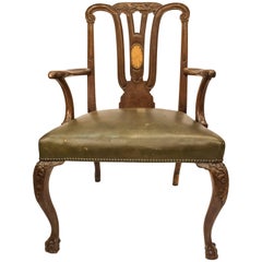 Antique 18th Century George III Mahogany  English Chippendale   Desk Armchair