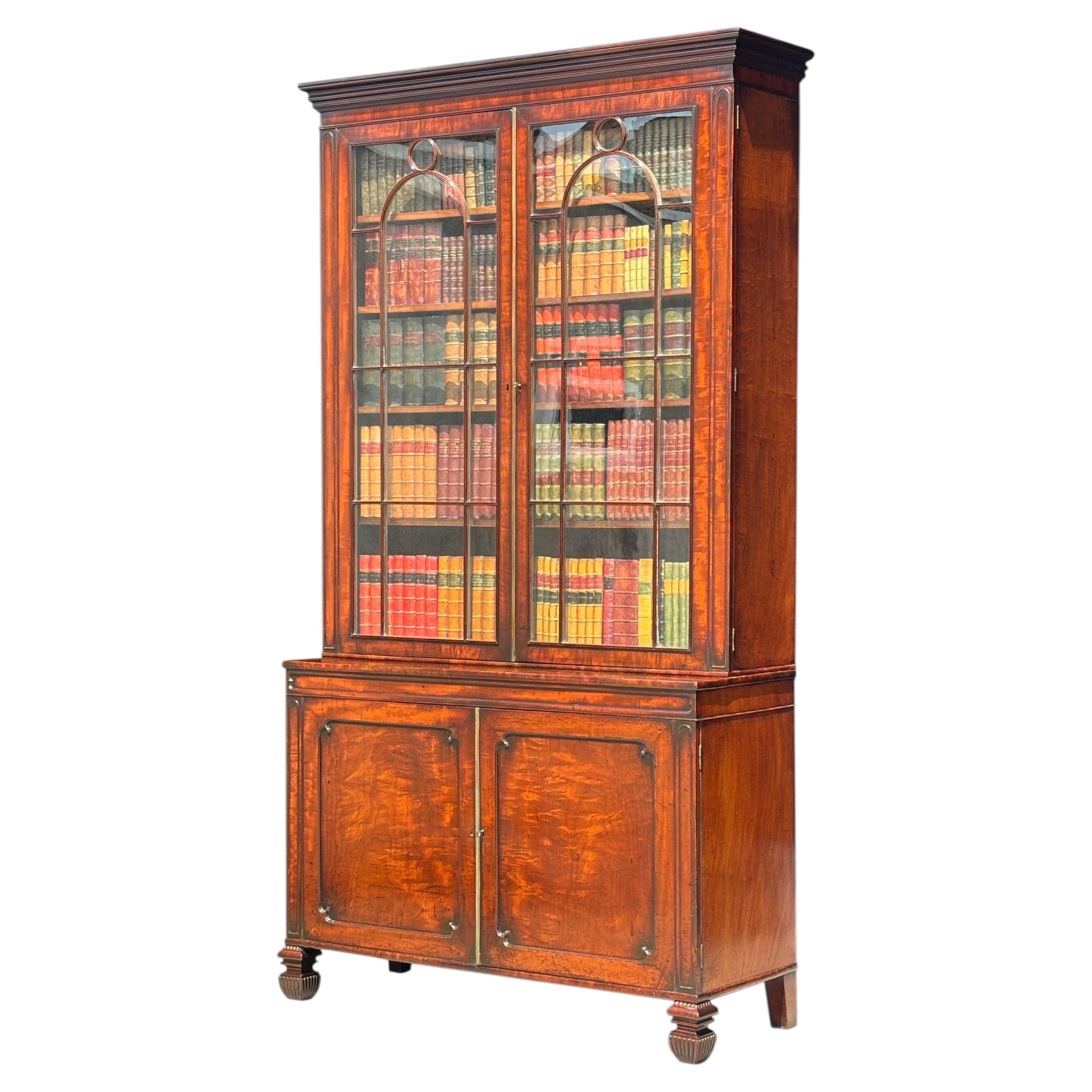 18th Century George III Mahogany Library Bookcase in the Manner of Gillows For Sale